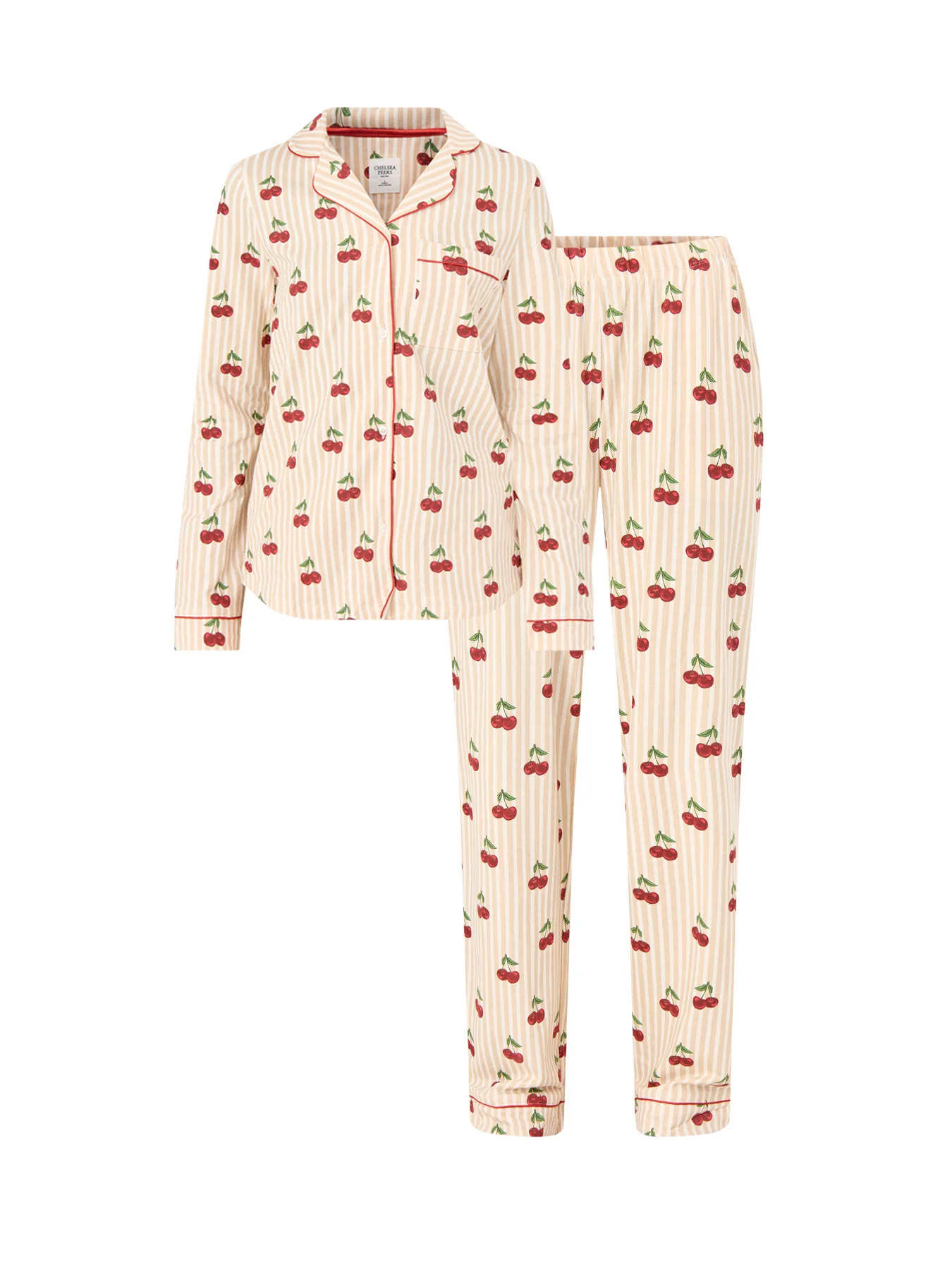 Ditsy Cherry Stripe Long PJ Set