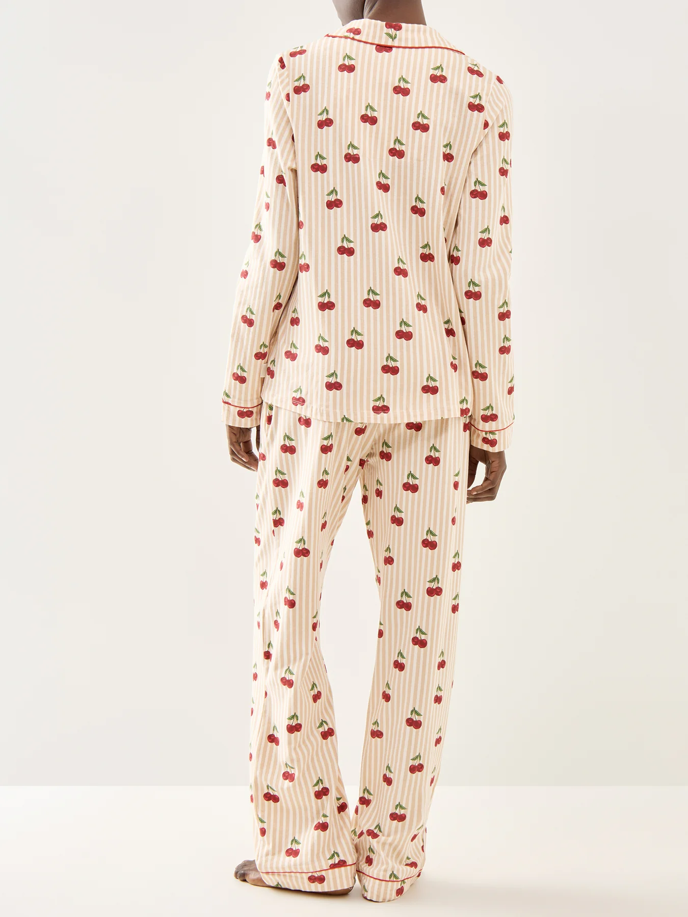 Ditsy Cherry Stripe Long PJ Set - Image 3