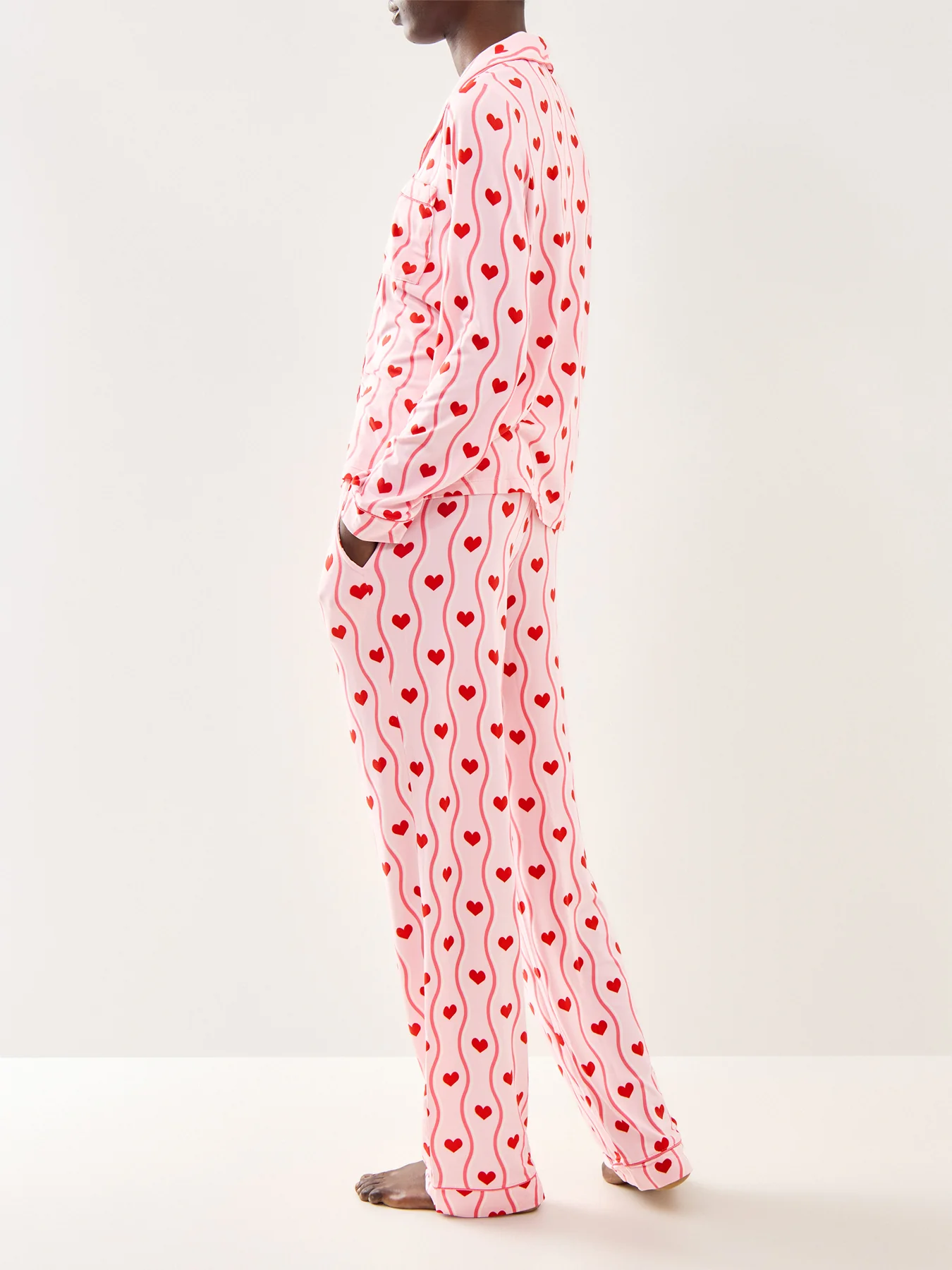 Heart Wave Long PJ Set Pink - Image 3