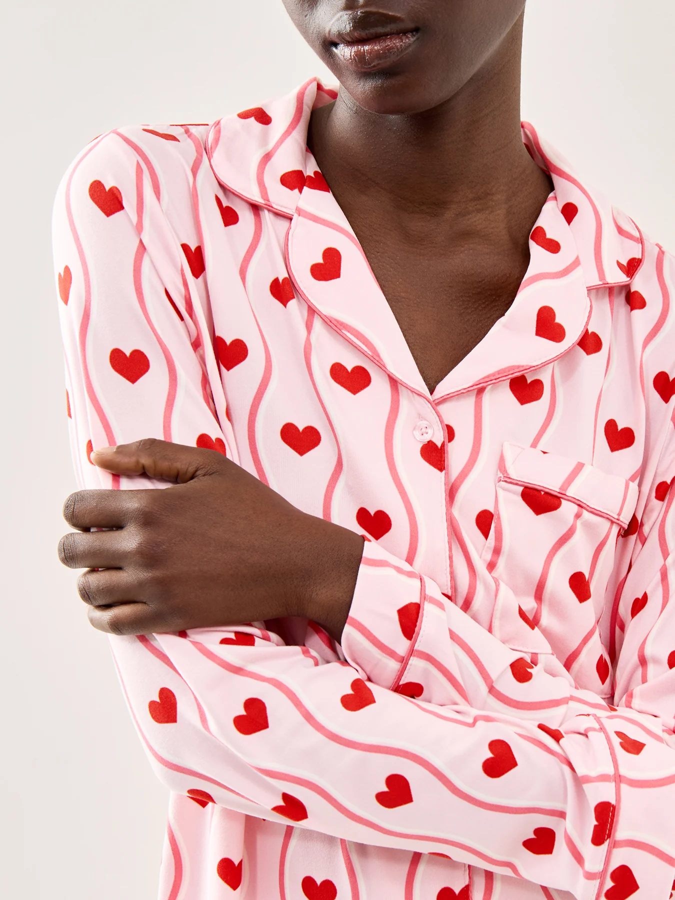 Heart Wave Long PJ Set Pink - Image 4