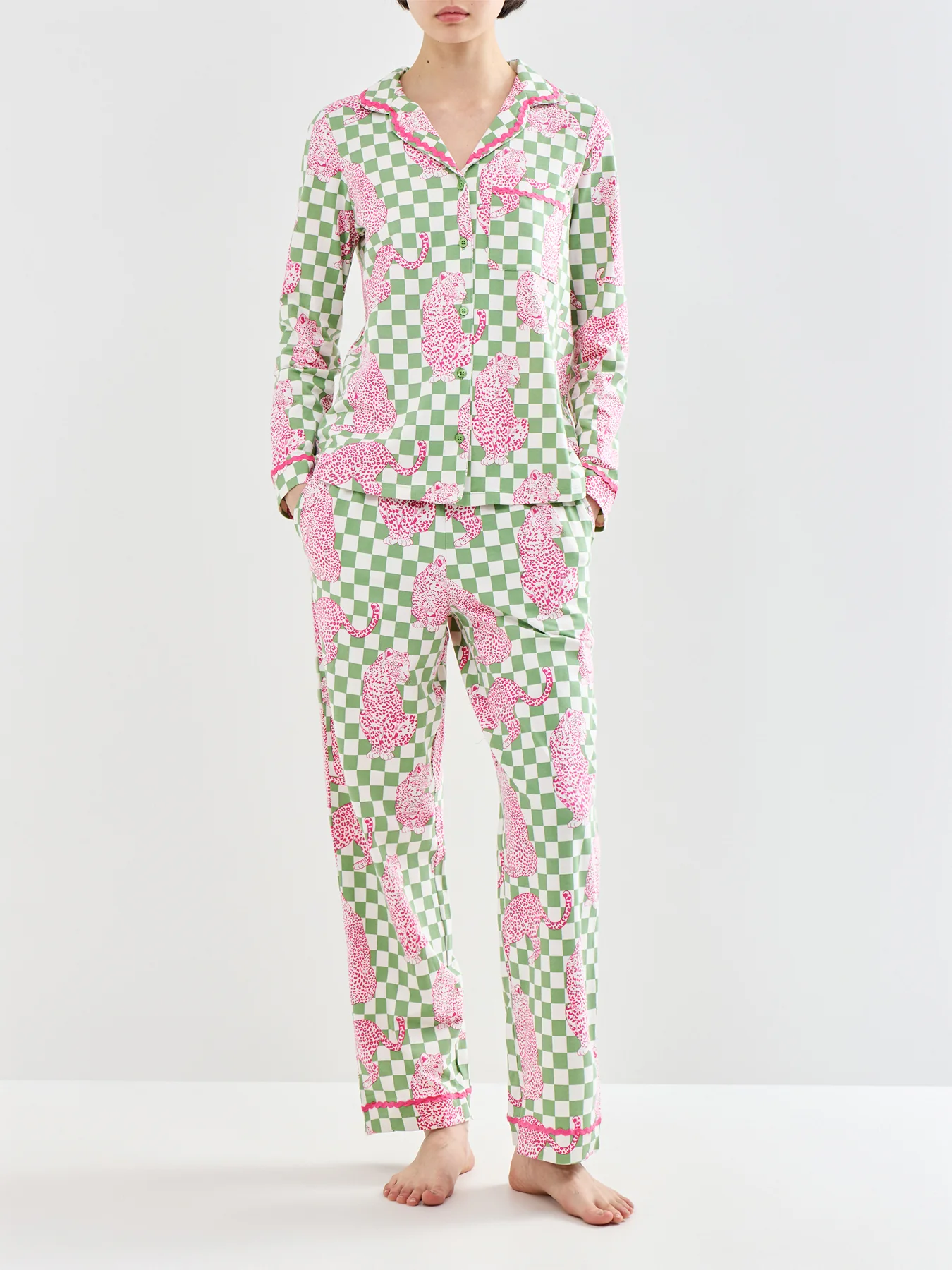 Leopard Checkerboard Pyjama Set Print - Image 2