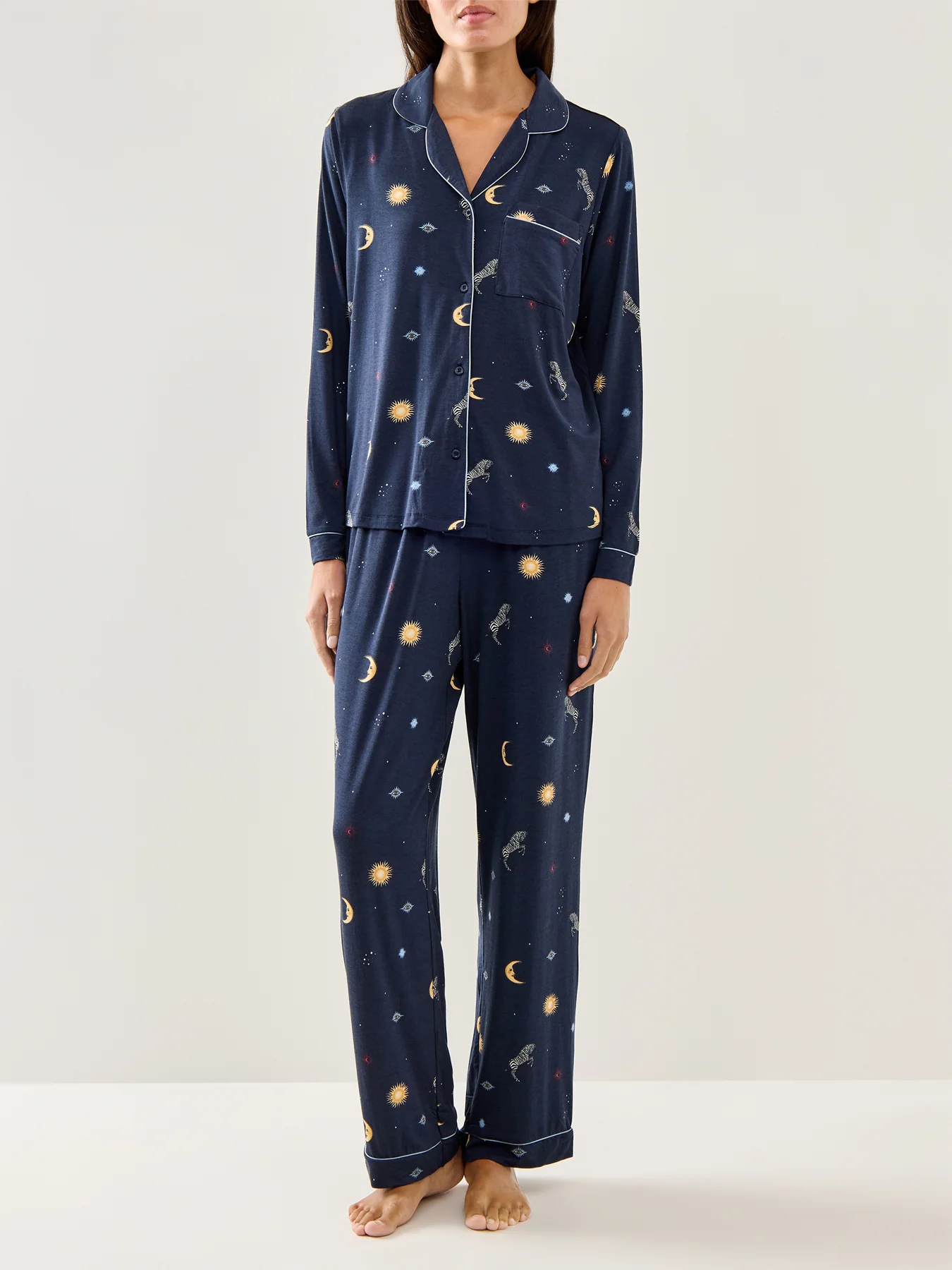 Celestial Zebra Long Pyjama Set Navy - Image 3