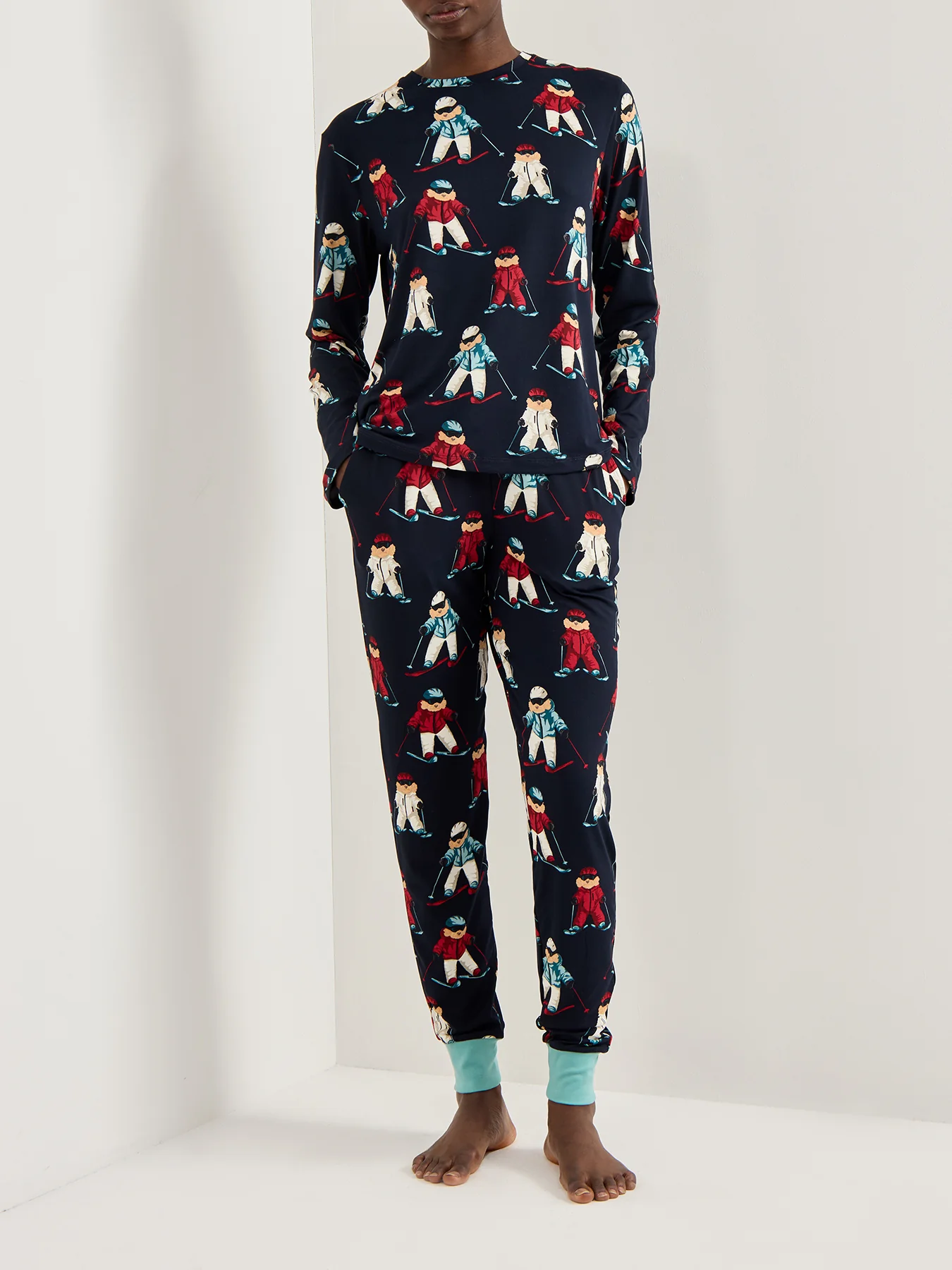 Skiing Dog Pyjama Set Navy - Image 2