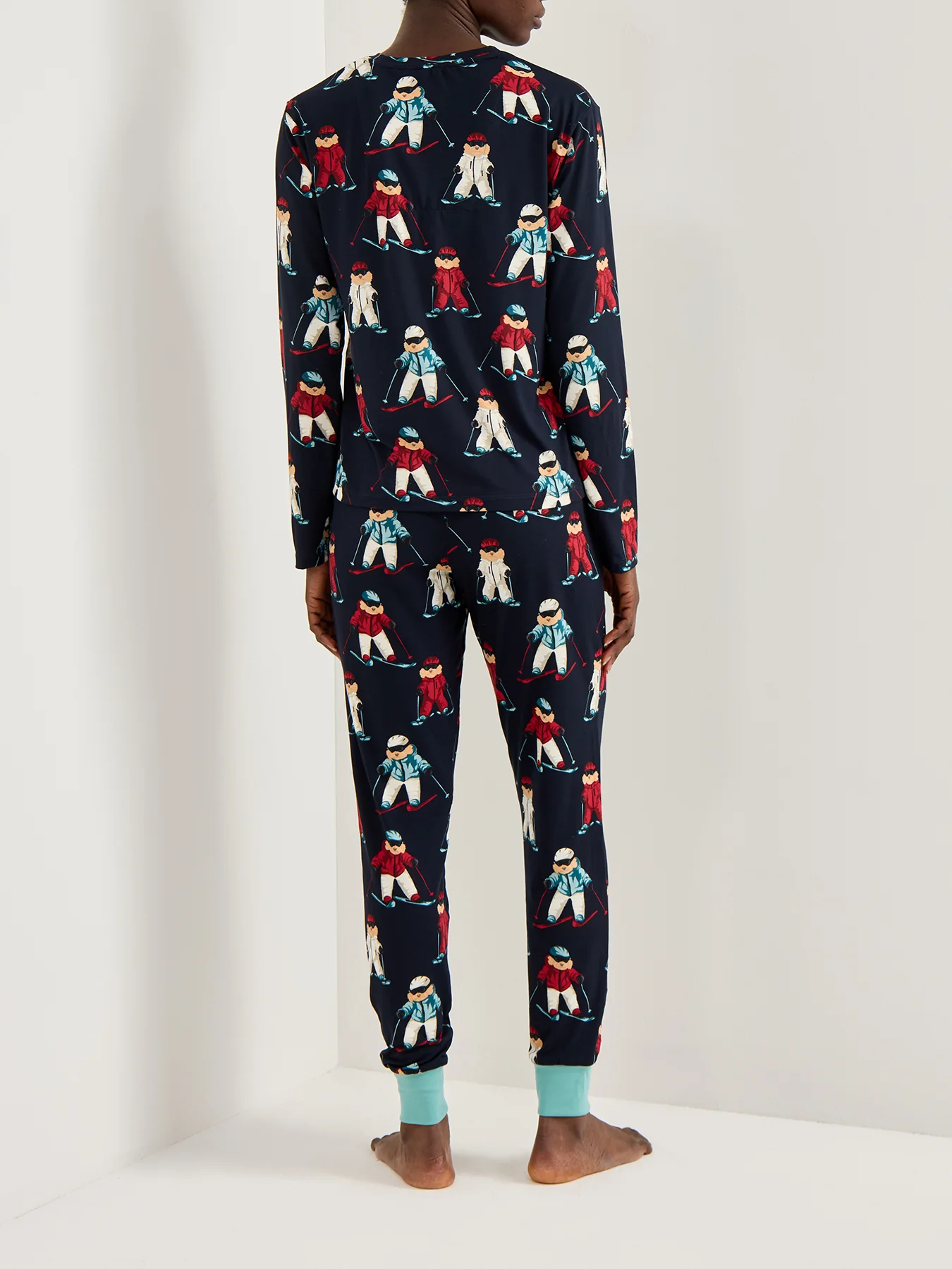 Skiing Dog Pyjama Set Navy - Image 3