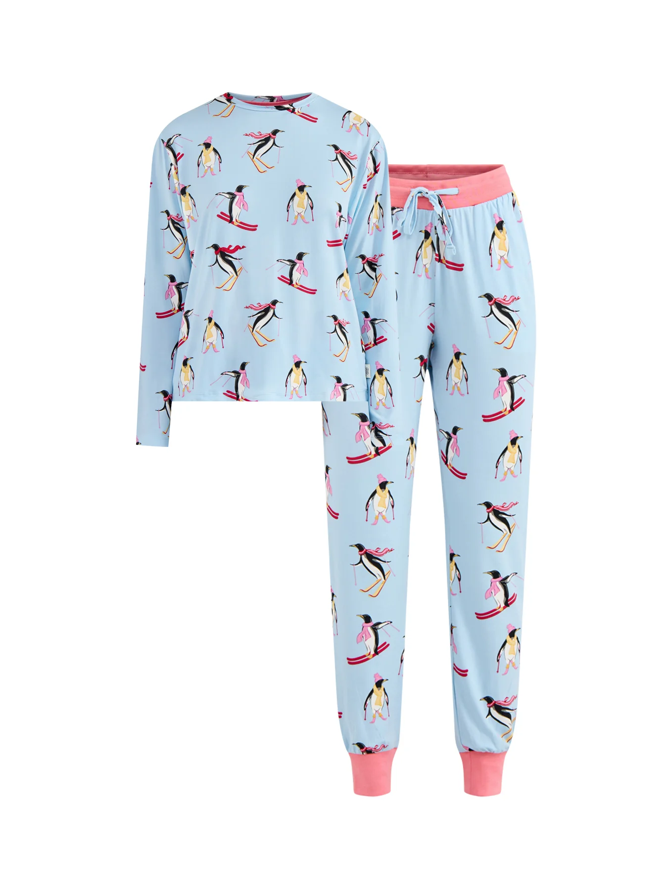 Skiing Penguins Pyjama Set Blue - Image 2