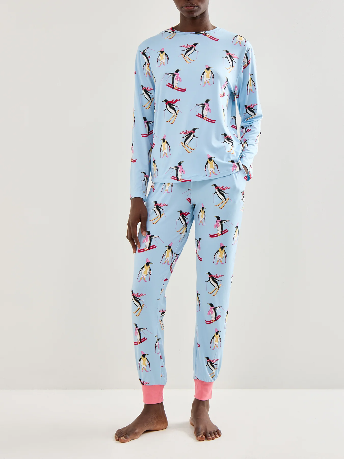 Skiing Penguins Pyjama Set Blue - Image 3