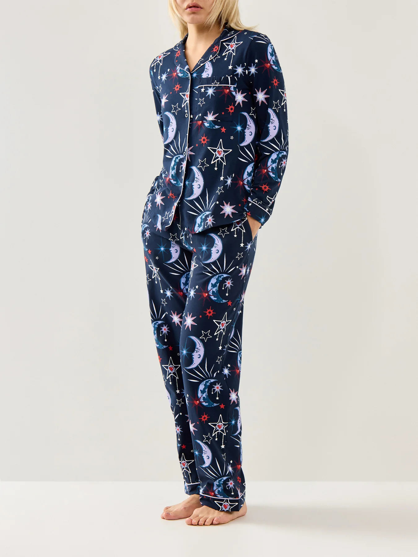 Starry Night Sky Pyjama Set Navy - Image 2