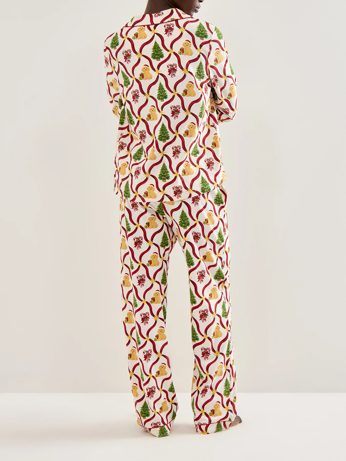 Tree Dog Candycane Pyjama Set Cream - Image 4