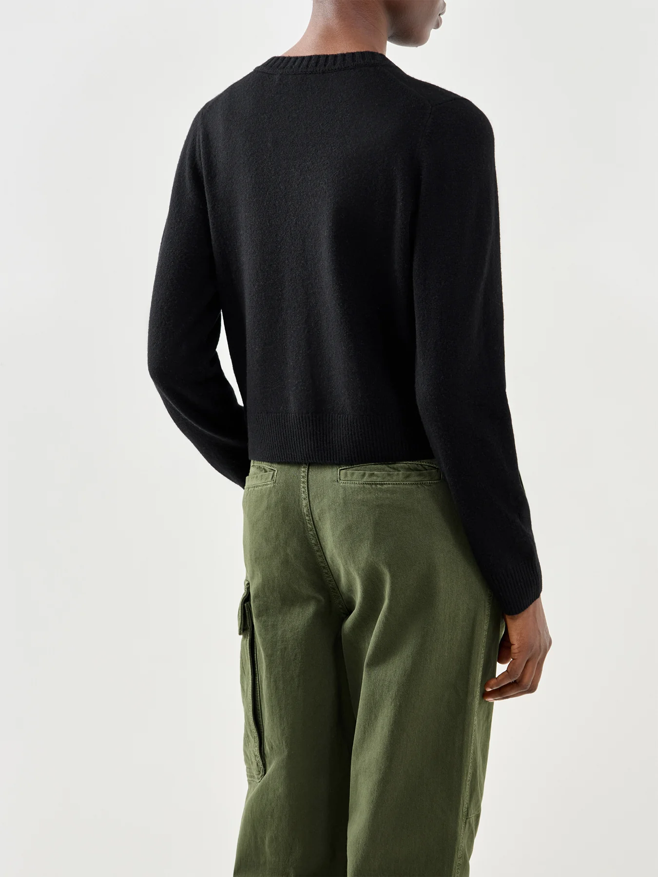 Crew Neck Cardigan Black - Image 5