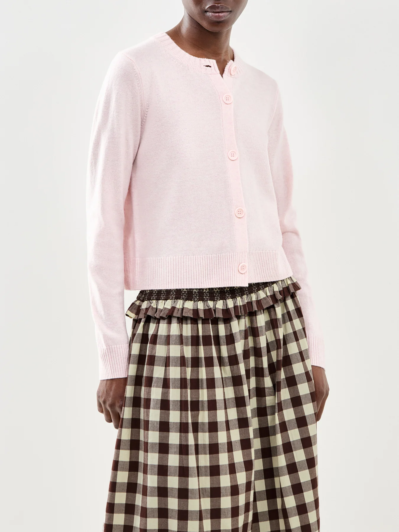 Crew Neck Cardigan Pink - Image 4