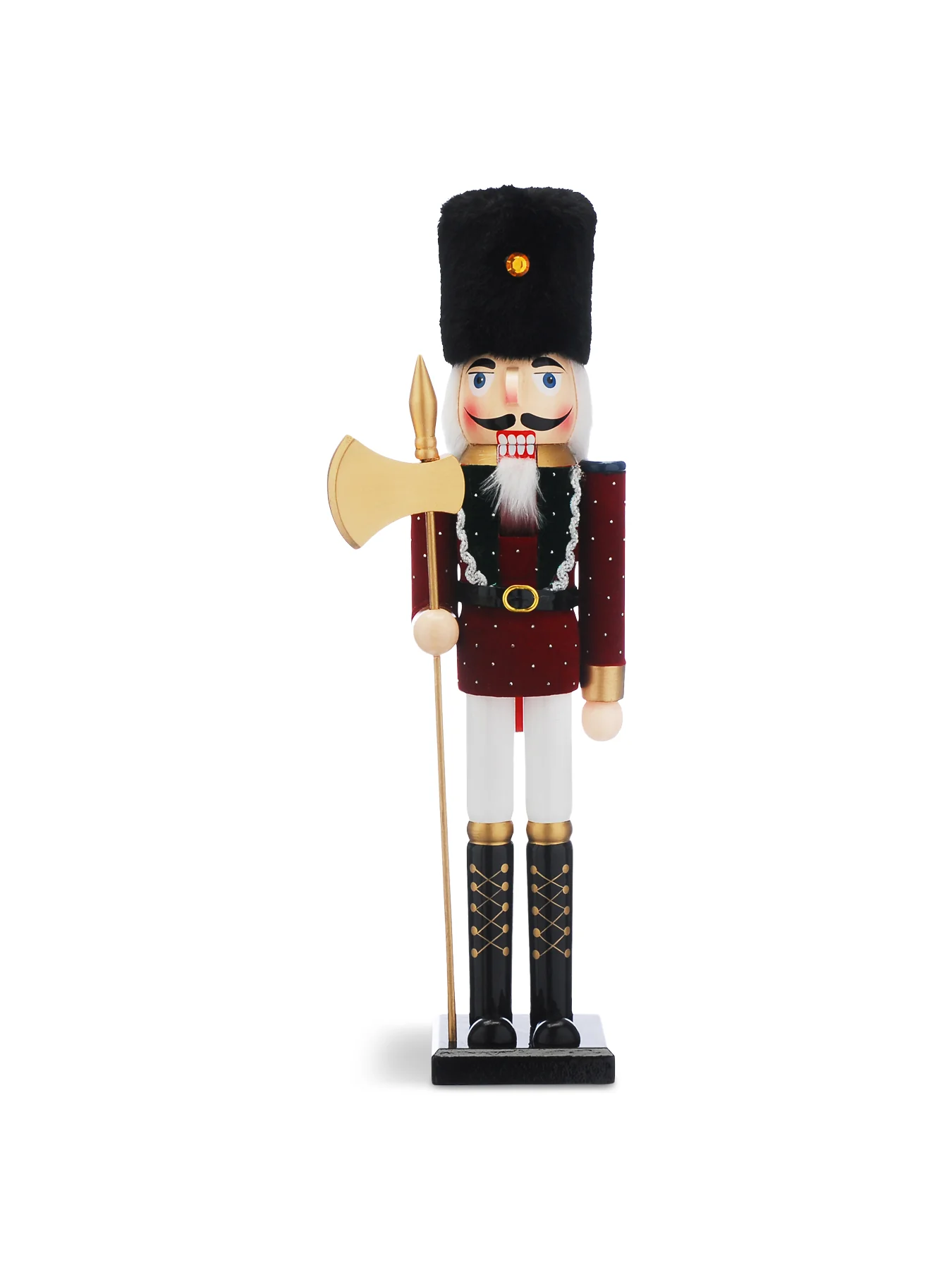 Wooden Nutcracker with a Faux Fur Hat and Axe 50cm