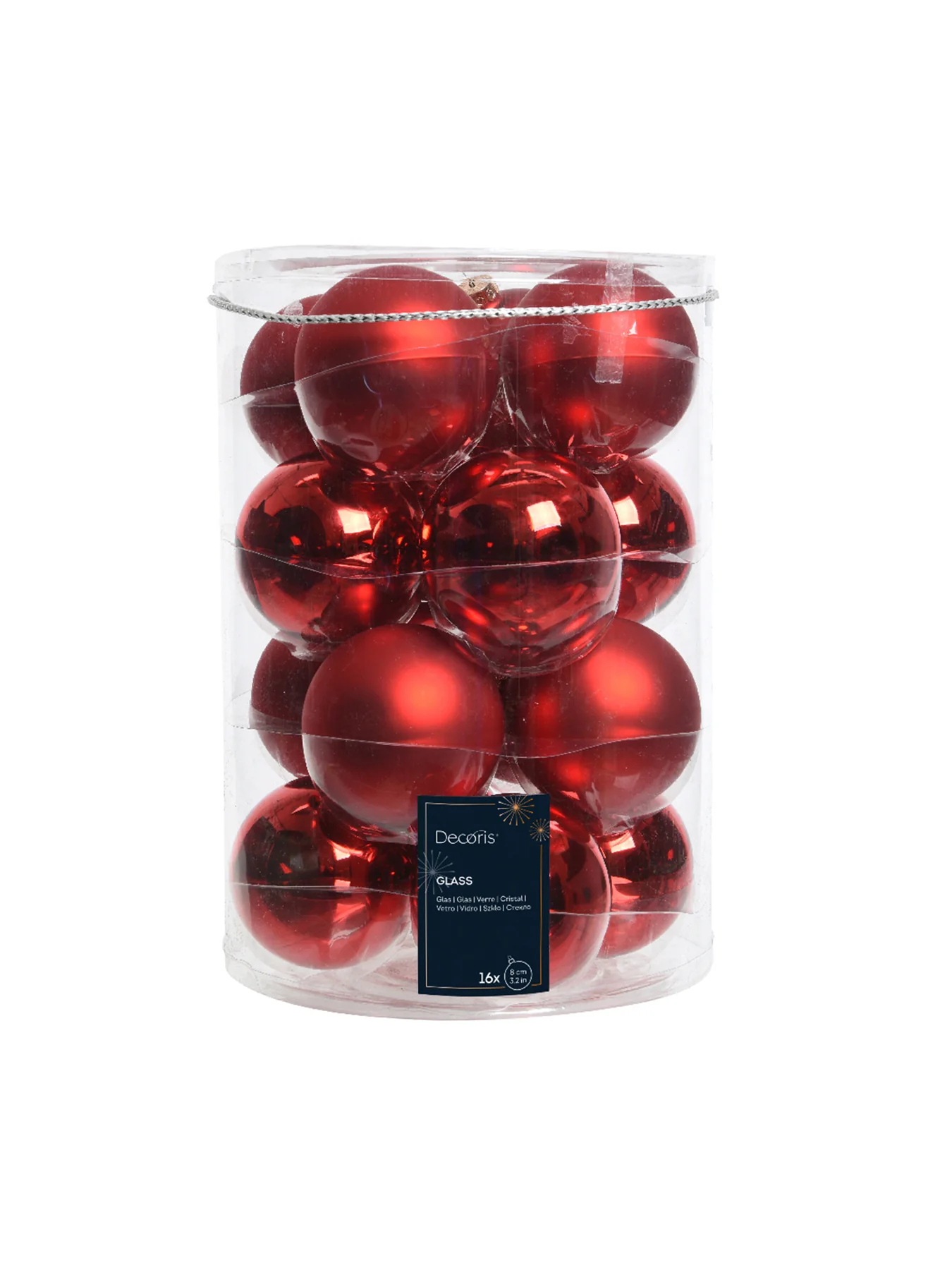 Red Glass Mixed Finish Christmas Hanging Baubles - Image 3