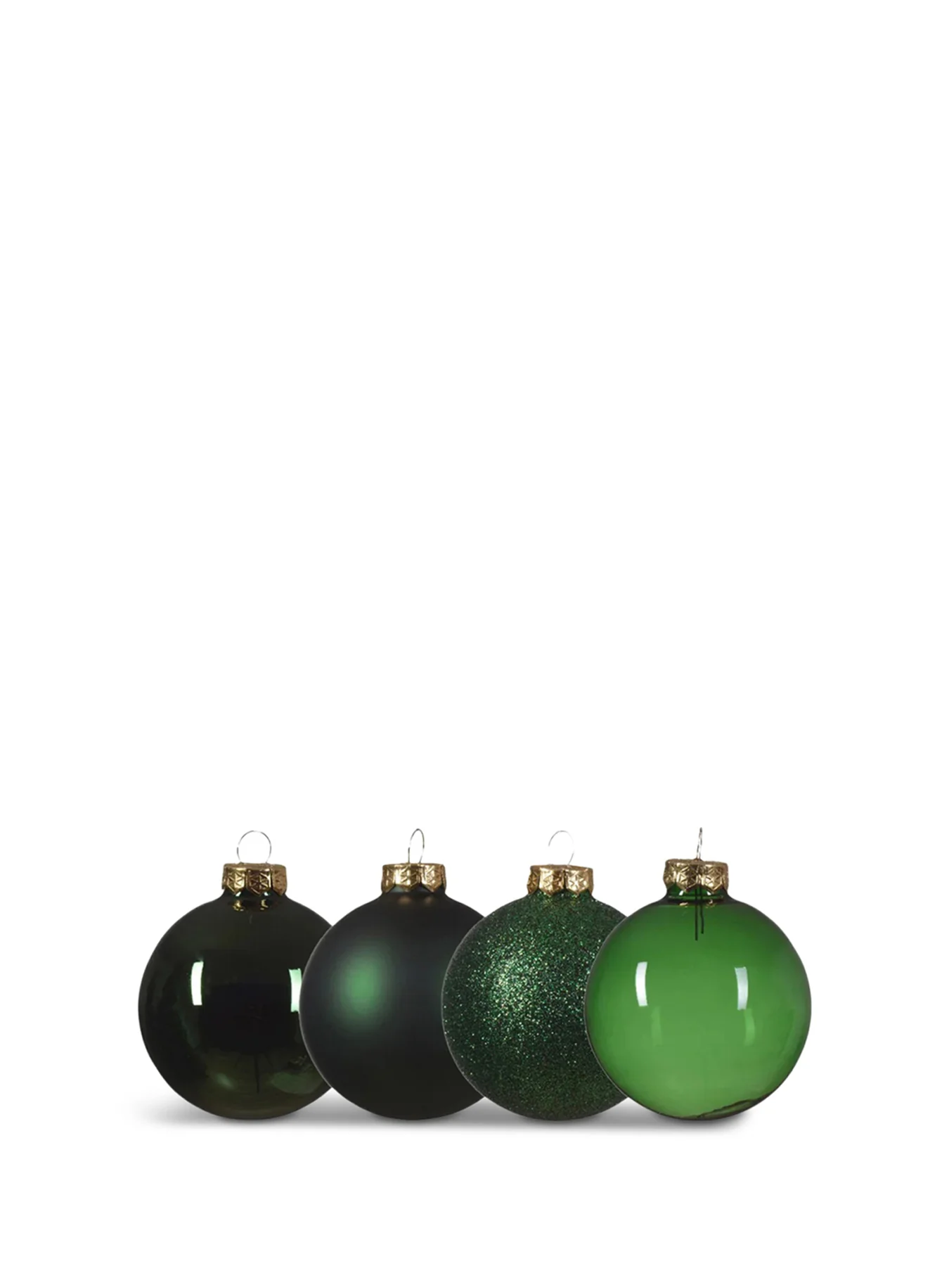Baubles Glass Shiny Matt-Transparent Glitter Mix Gren