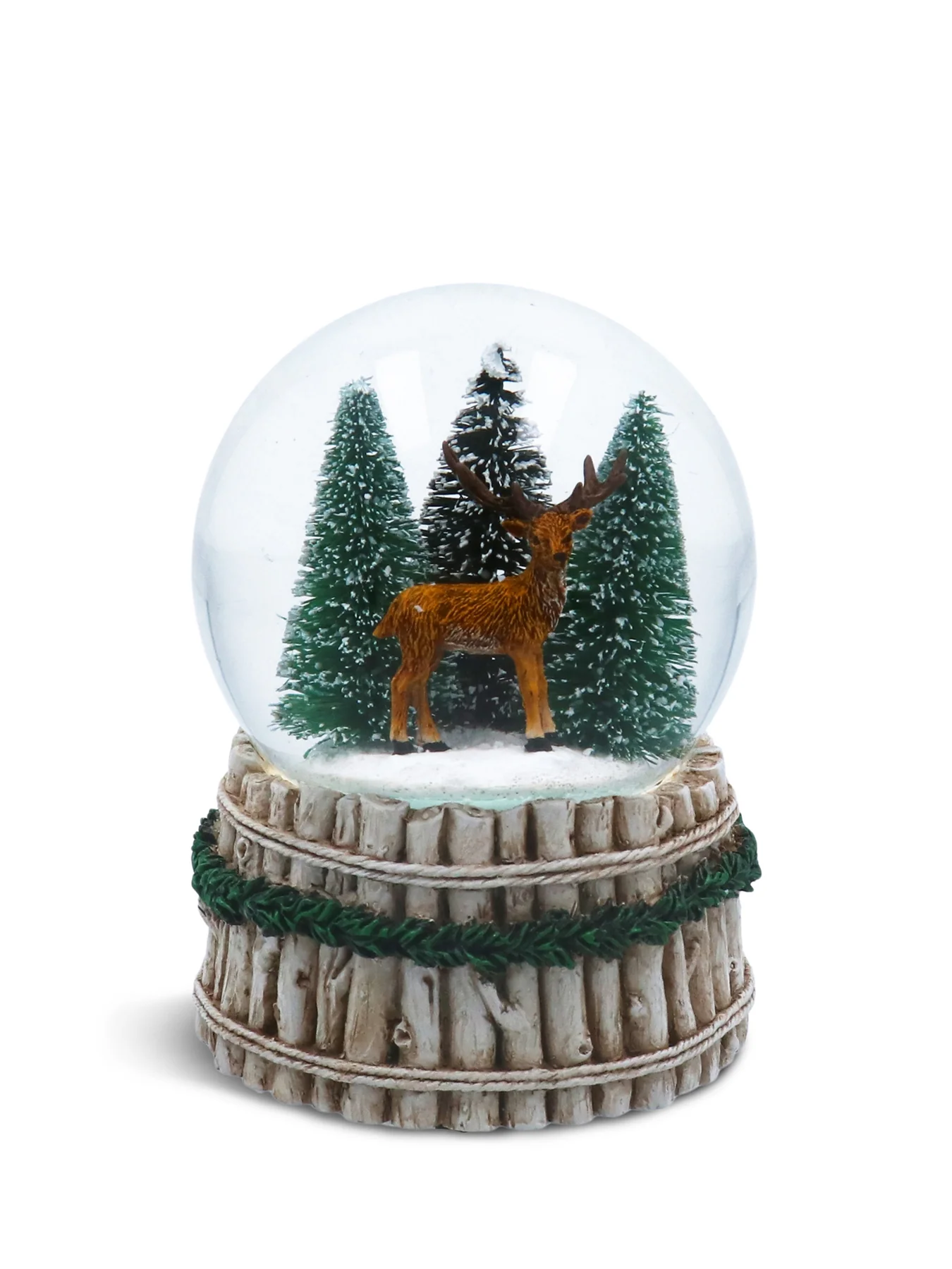 Christmas Music Snow Globe Stag In Pine Wood - Image 3