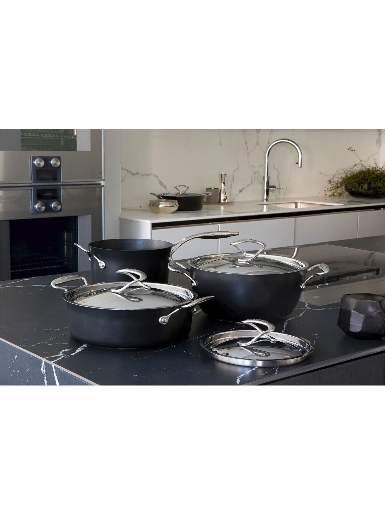 Style Hard Anodised 3 Piece Saucepan Set - Image 2