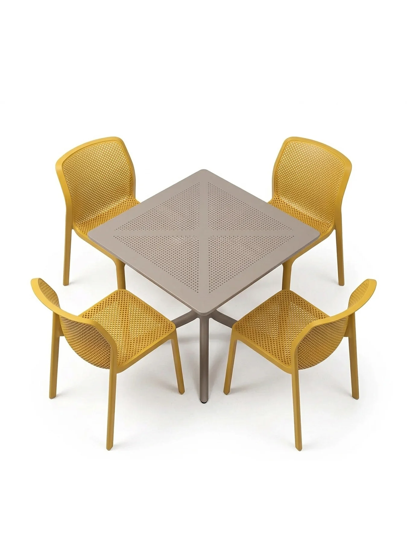 Clip 80cm Square Tortora Table & 4 Bit Senape Chairs - Image 2