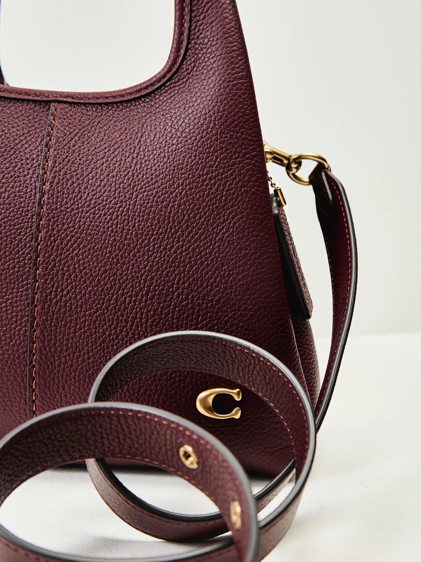 Lana Shoulder Leather Bag 23 Merlot - Image 5