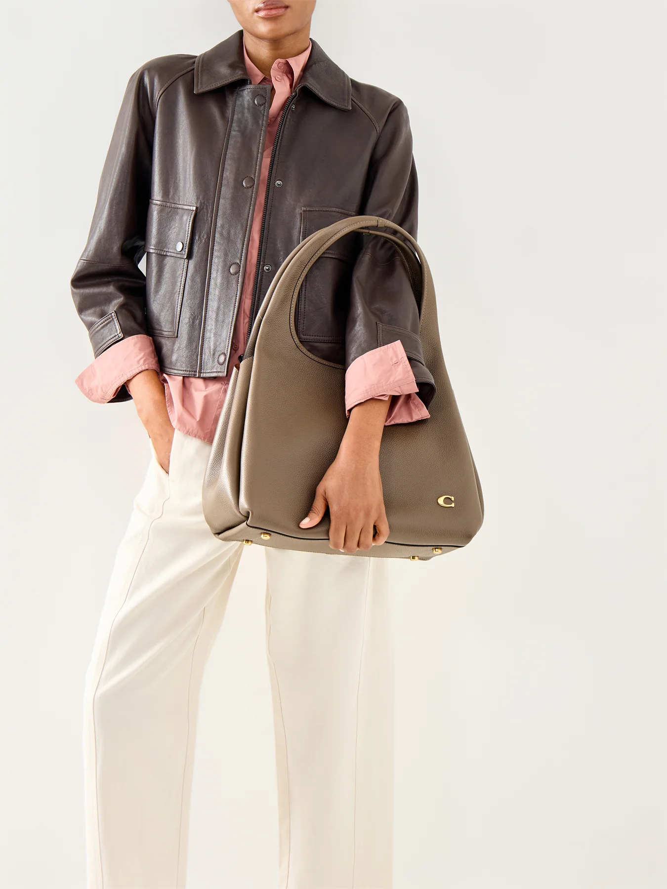 Lana Shoulder Leather Bag Dark Stone - Image 2