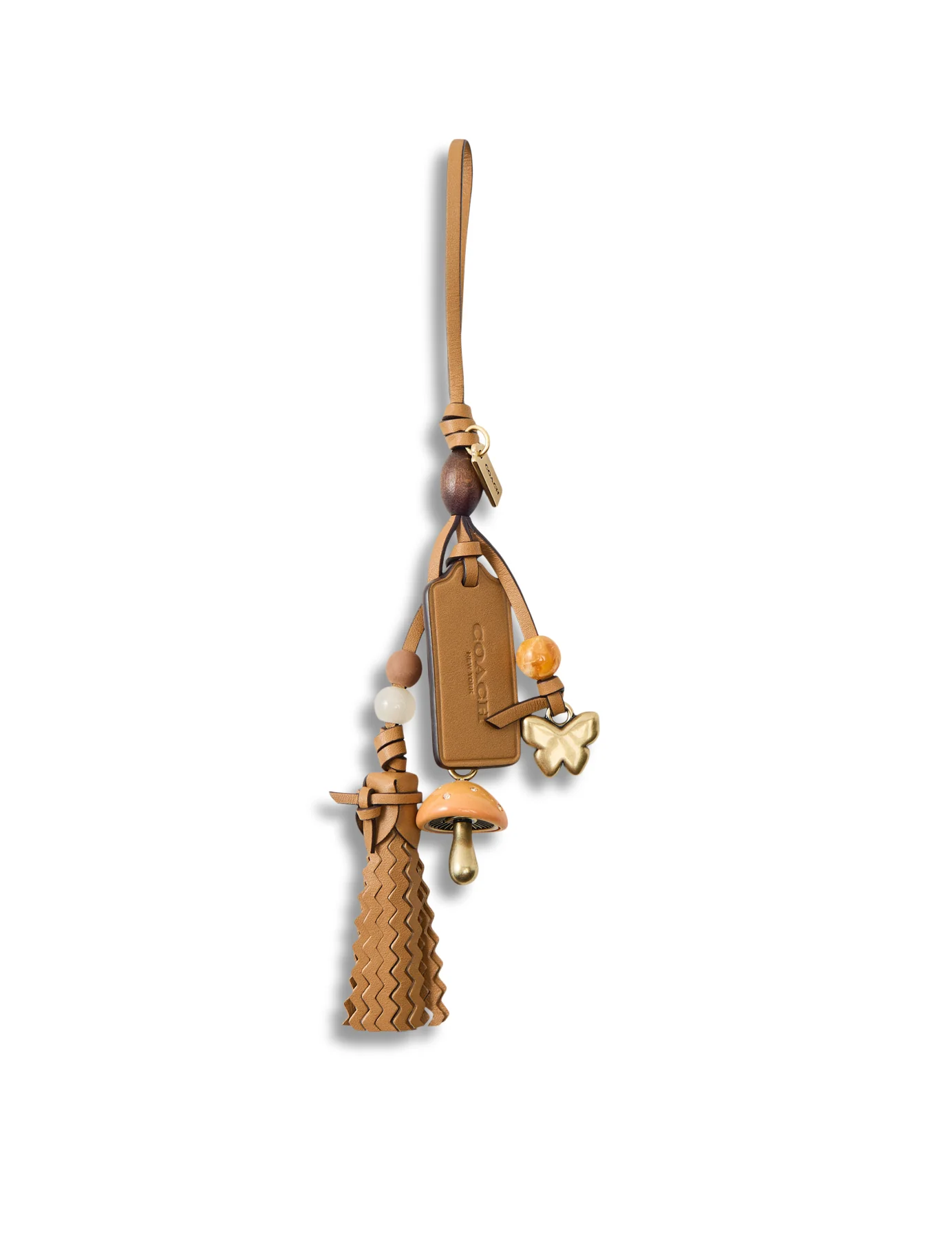Mushroom Heritage Leather Bag Charm Brown