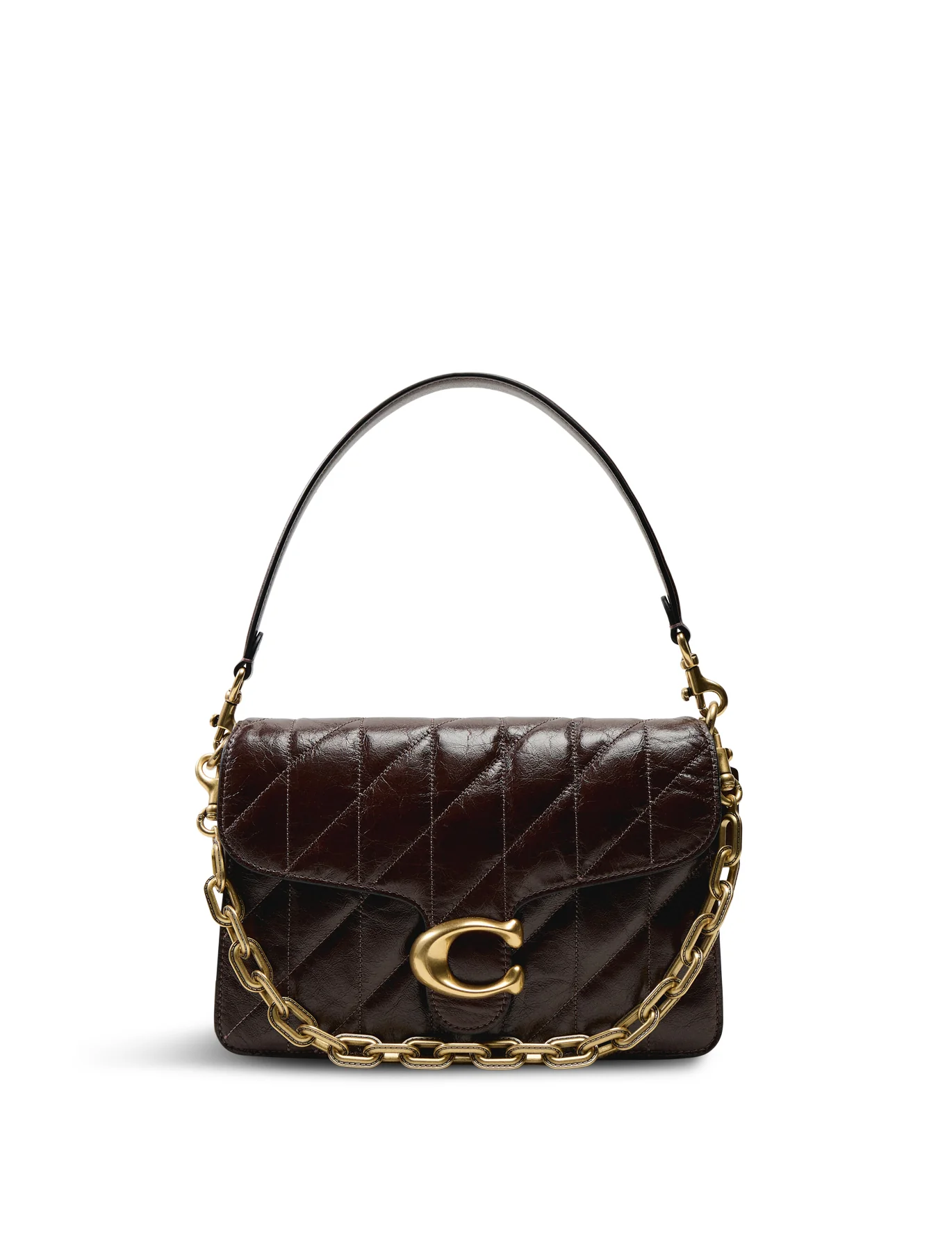 Quilted Glazed Leather Chain Tabby Shoulder Bag Maple