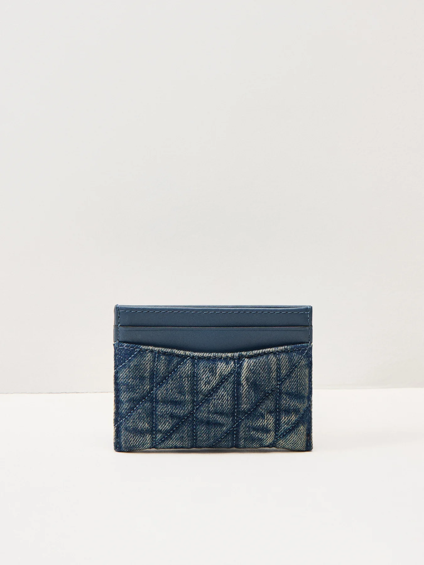 Quilted Denim Card Case Blue - Image 2