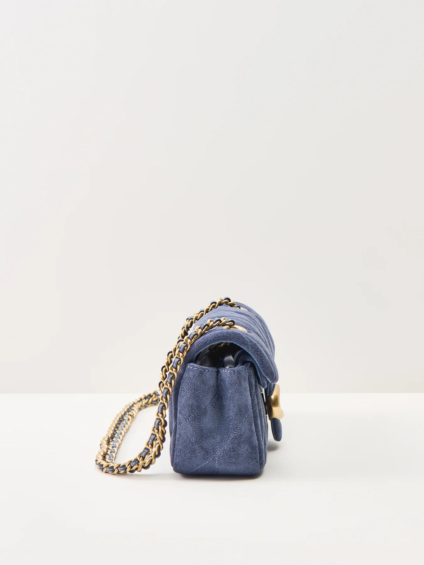 Quilted Suede Tabby Shoulder Bag 20 Blue - Image 4