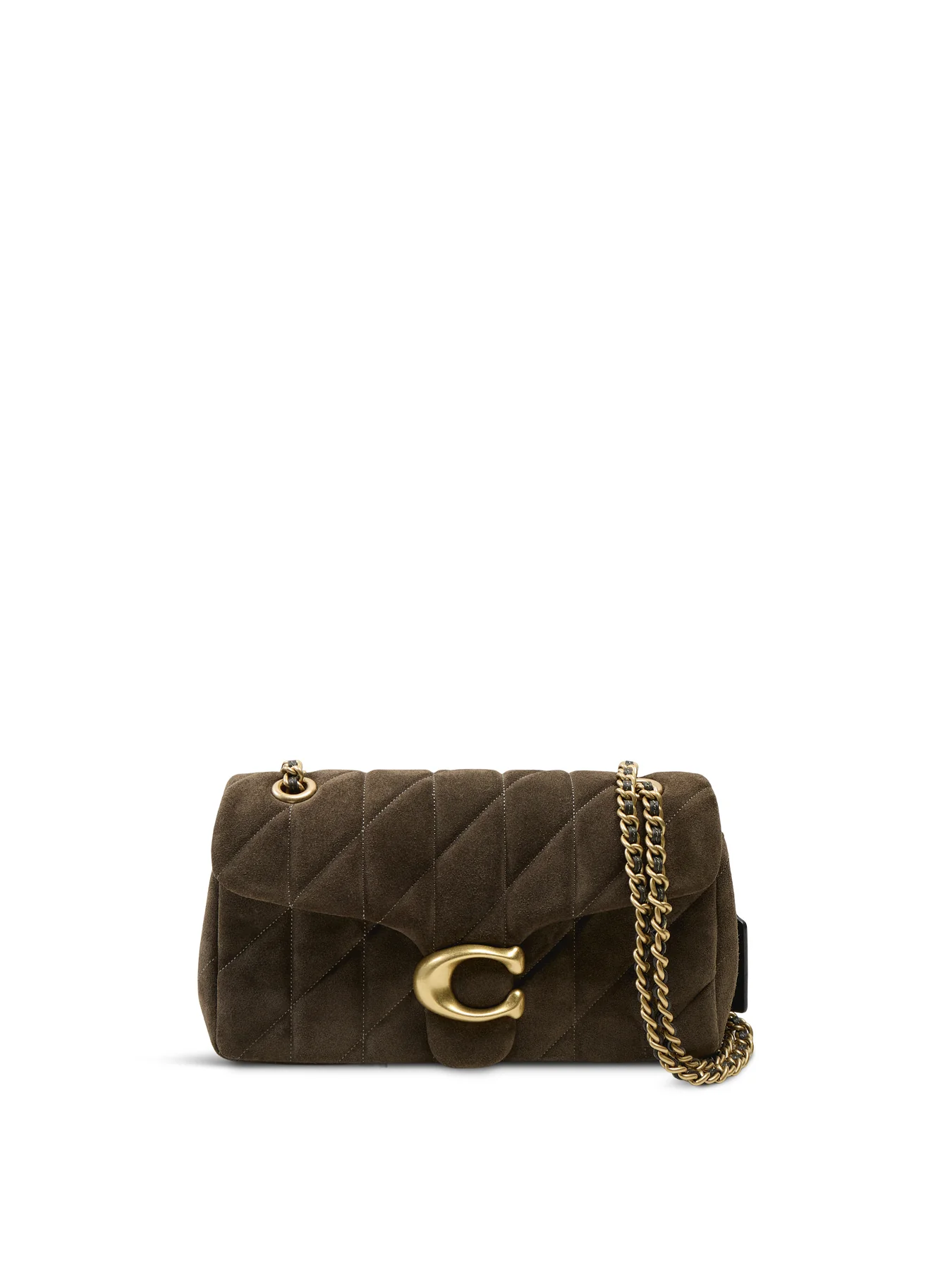 Quilted Suede Tabby Shoulder Bag 26 With Chain Olive