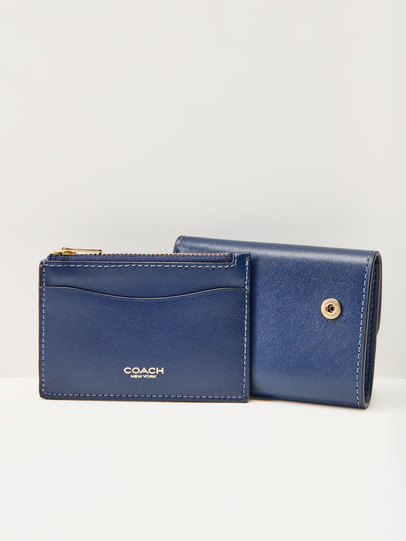 Refined Calf Leather Essential Card Holder Wallet Blue - Image 3