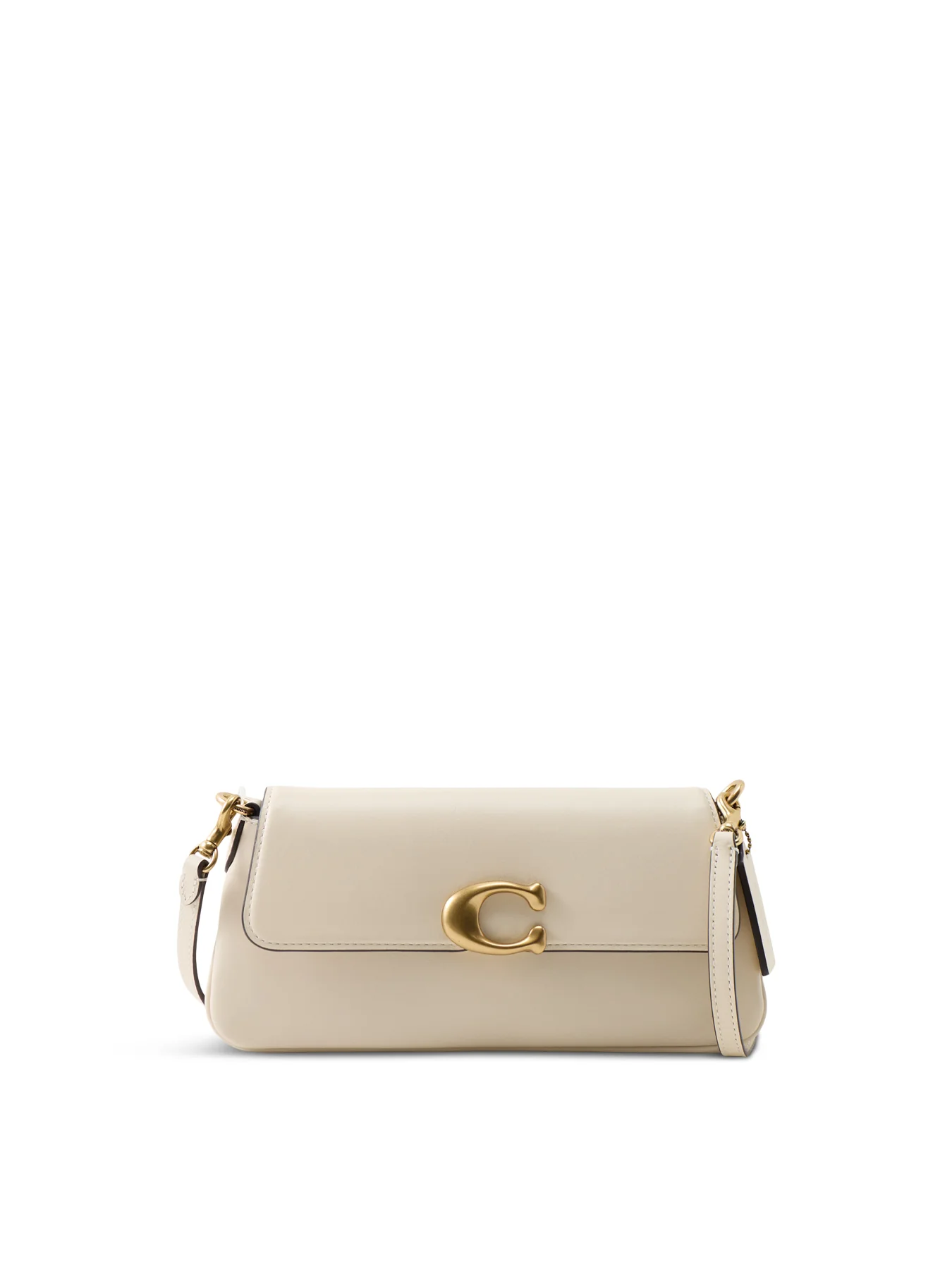 Refined Calf Leather Jet Shoulder Bag White