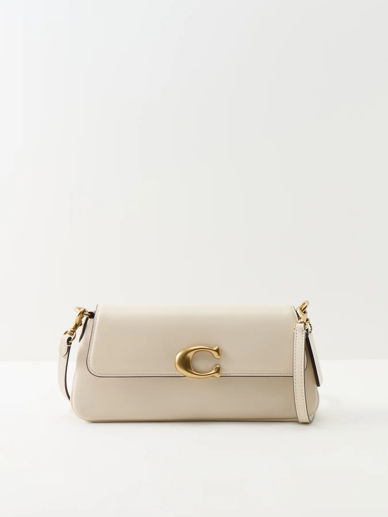 Refined Calf Leather Jet Shoulder Bag White - Image 6