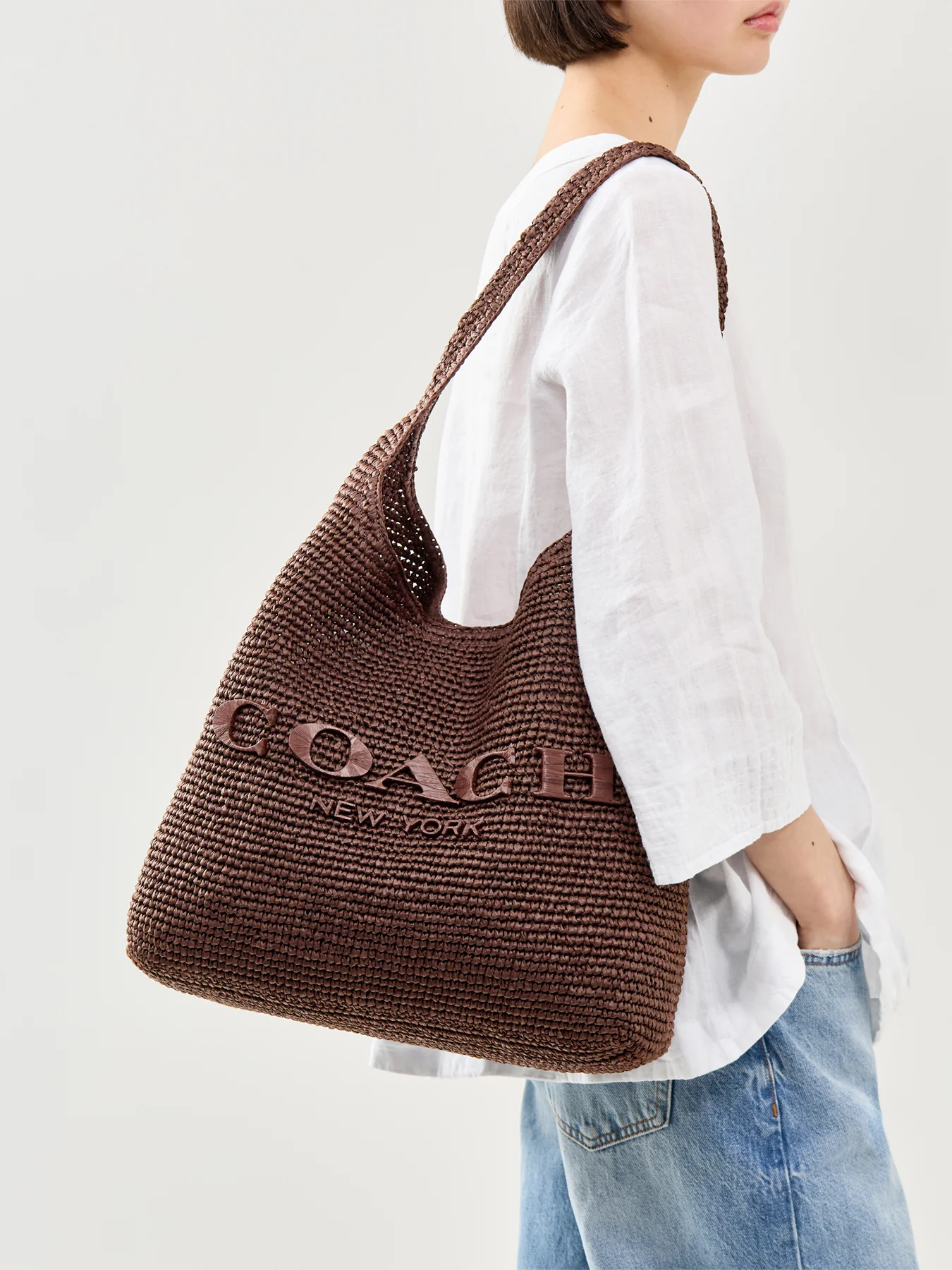 Brooklyn Straw Shoulder Bag Brown - Image 2