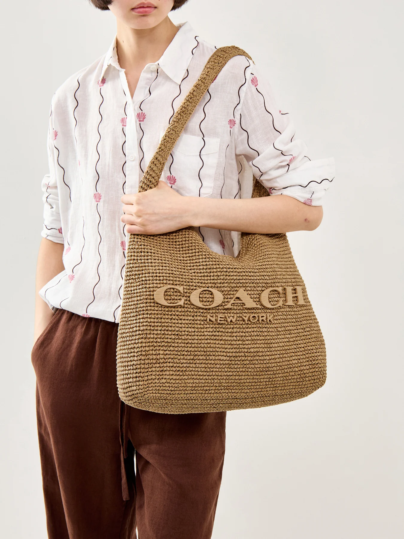 Brooklyn Straw Shoulder Bag Tan - Image 2