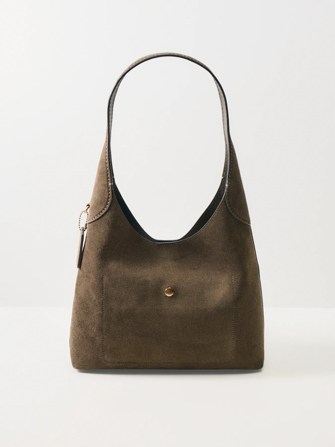 Suede Brooklyn Shoulder Bag 28 Olive - Image 3