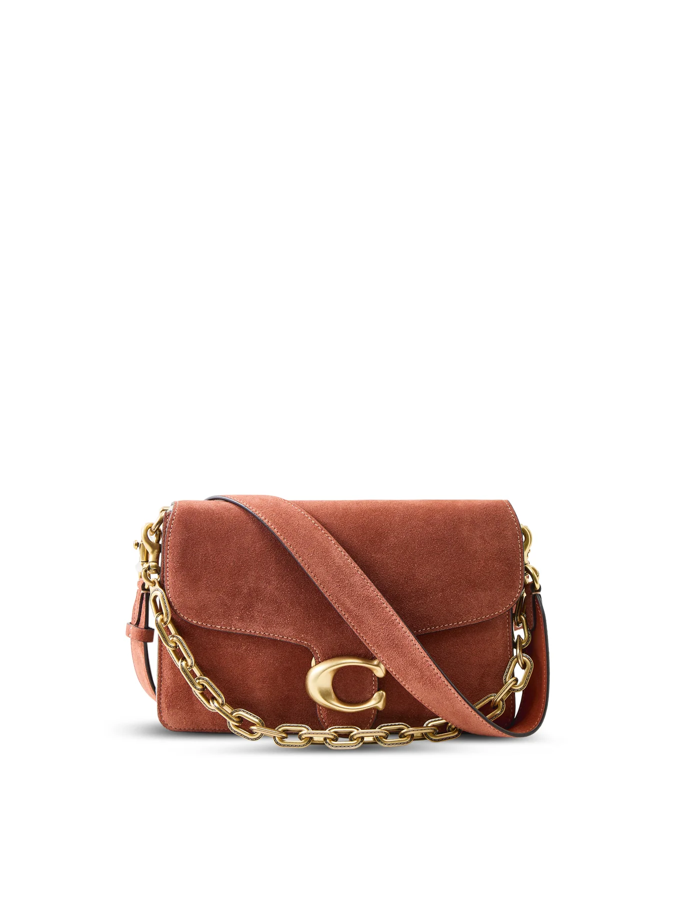 Suede Chain Tabby Shoulder Bag Tan