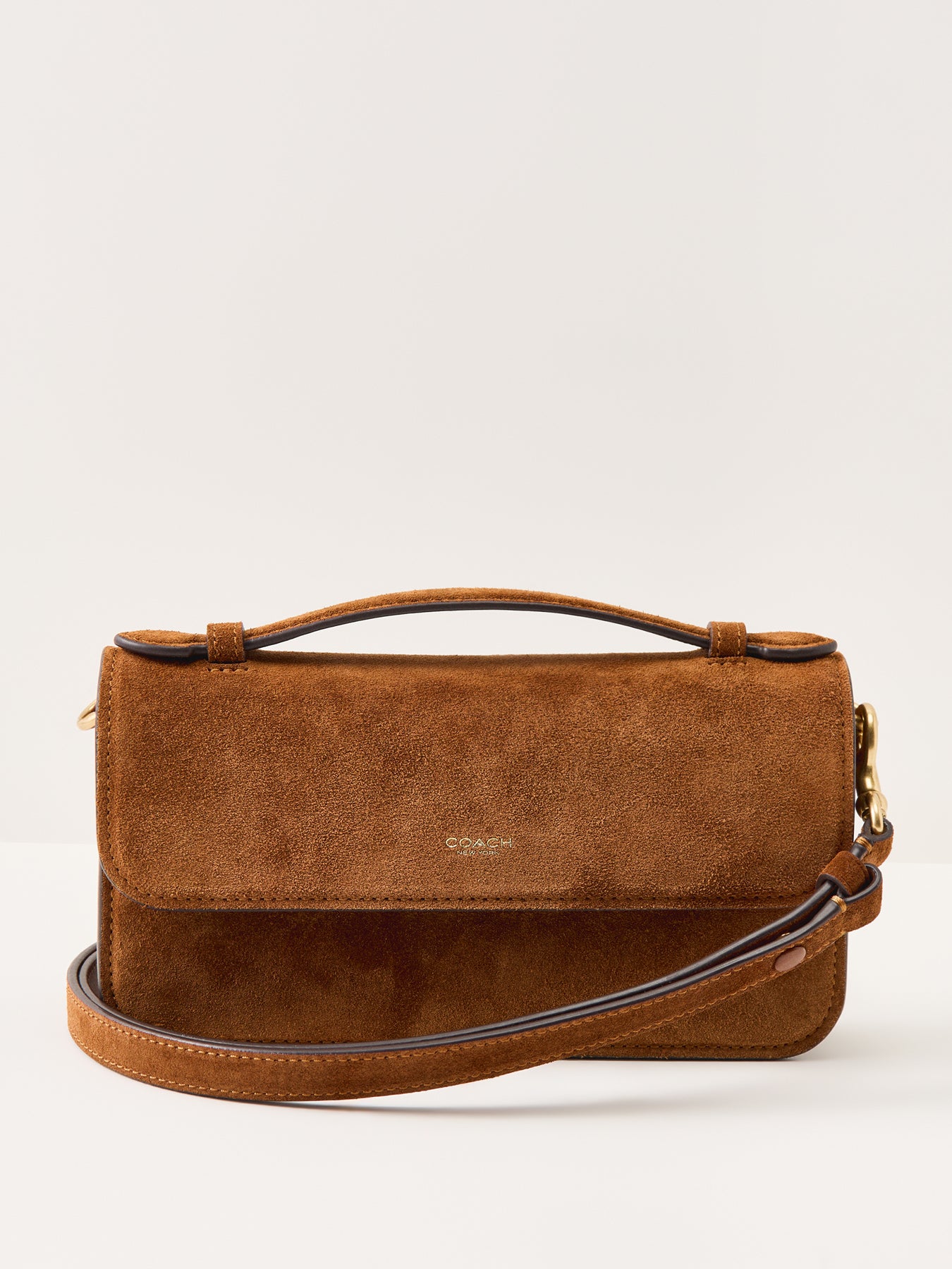 Suede Elora Top Handle Crossbody Bag Brown - Image 5