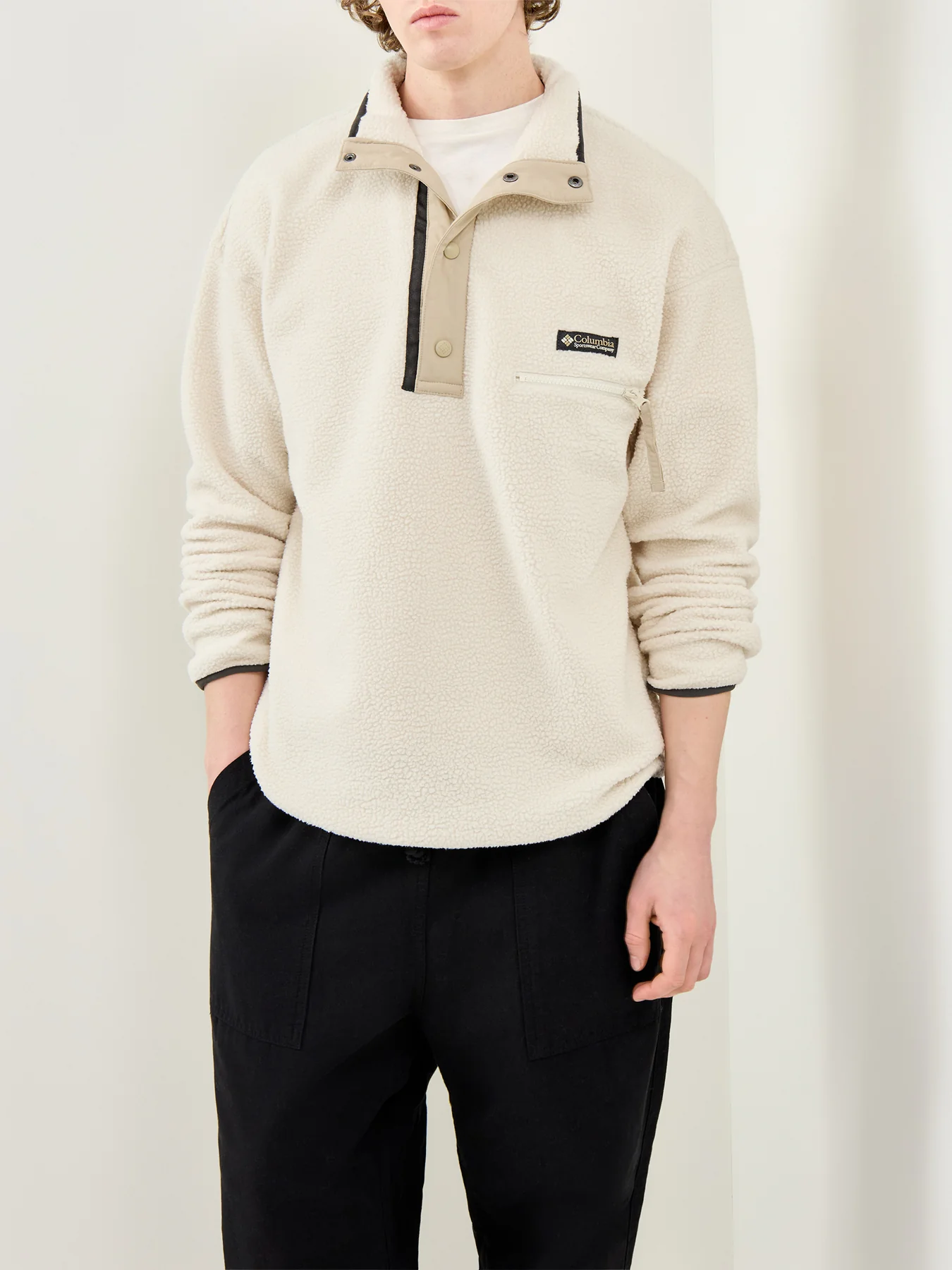 Helvetia II Half Snap Fleece Cream - Image 4