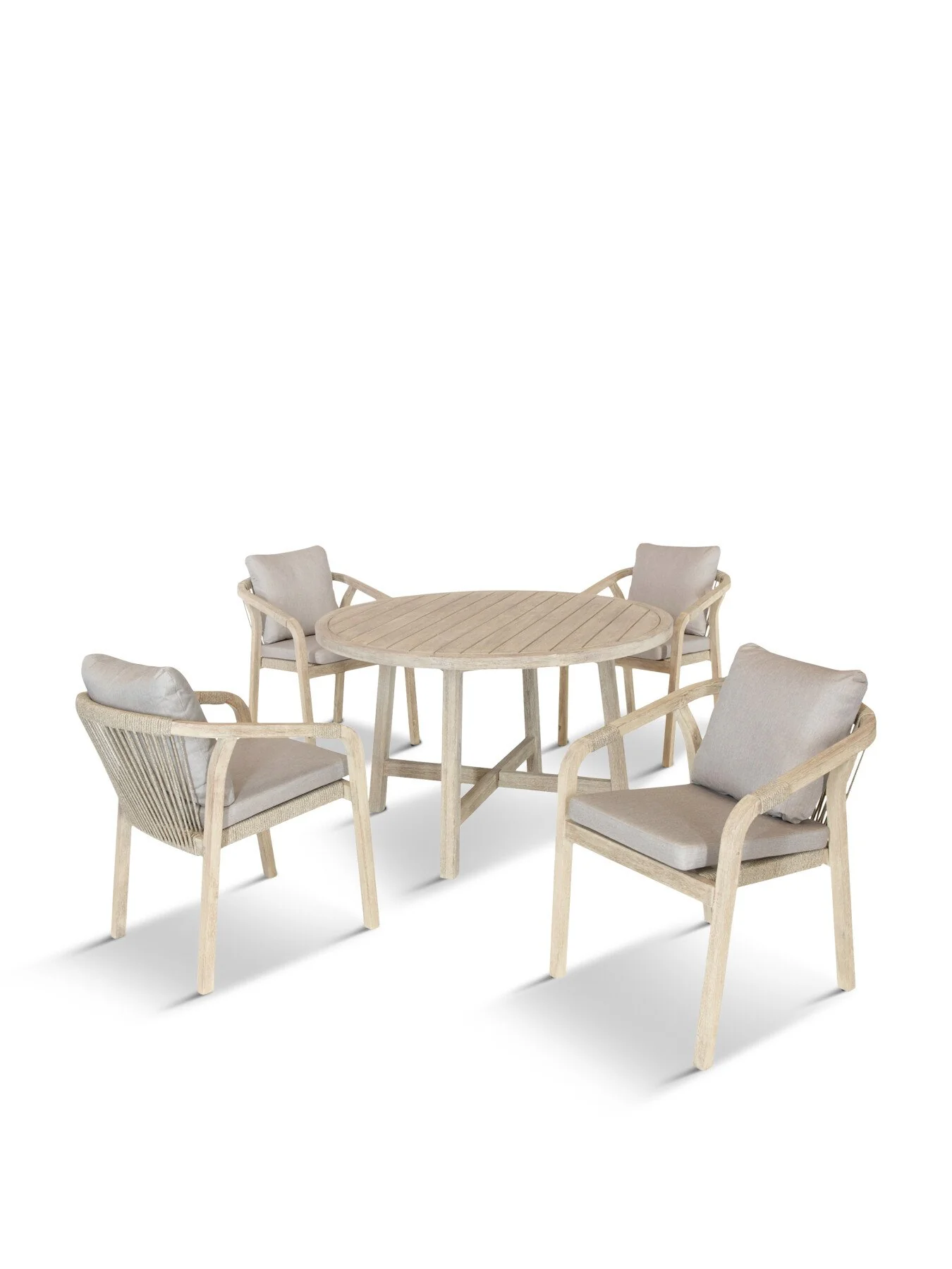 Cora Rope 4-Seater Garden Dining Set Cream