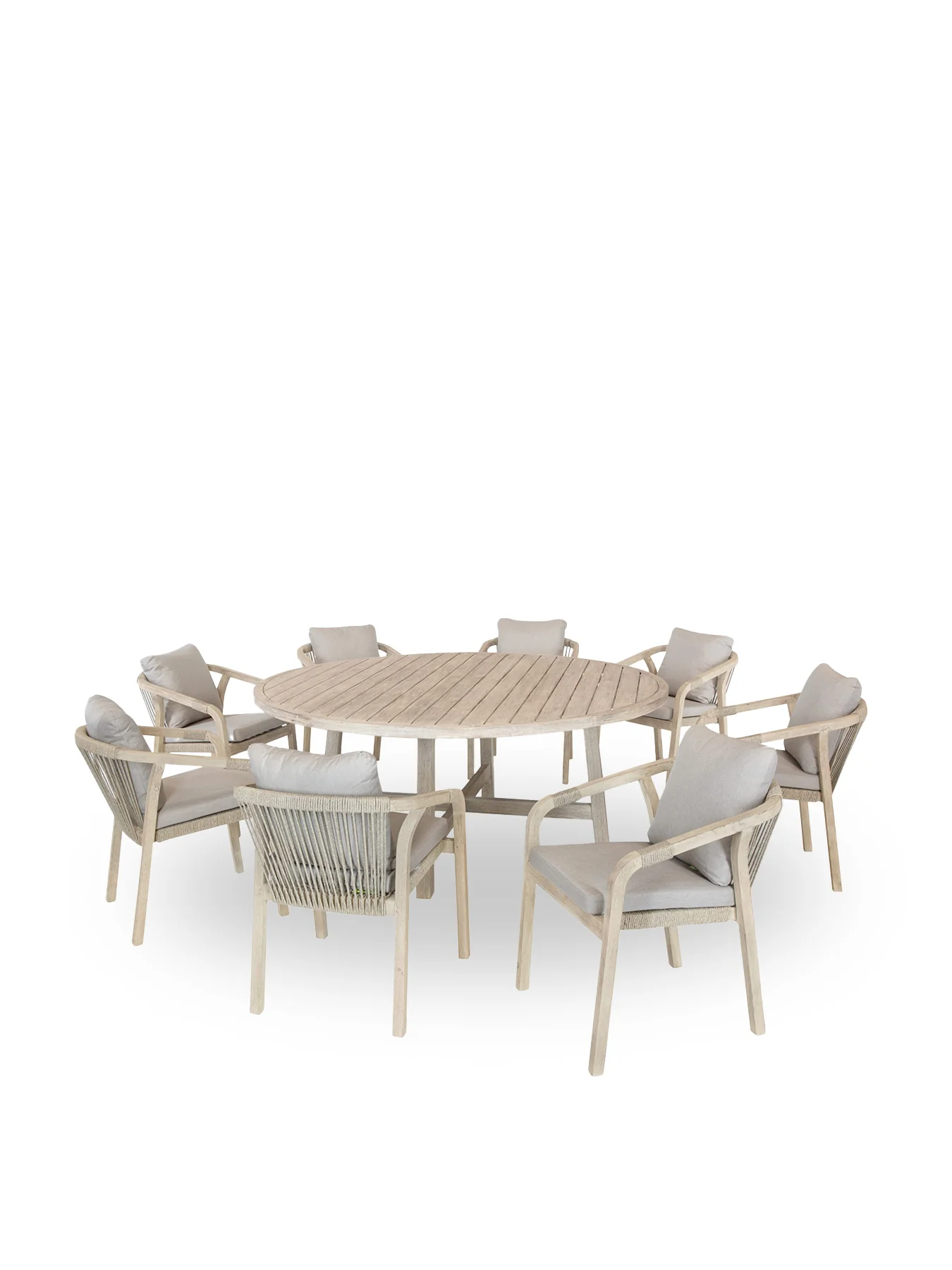 Cora Rope 8 Seat Dining Set Beige