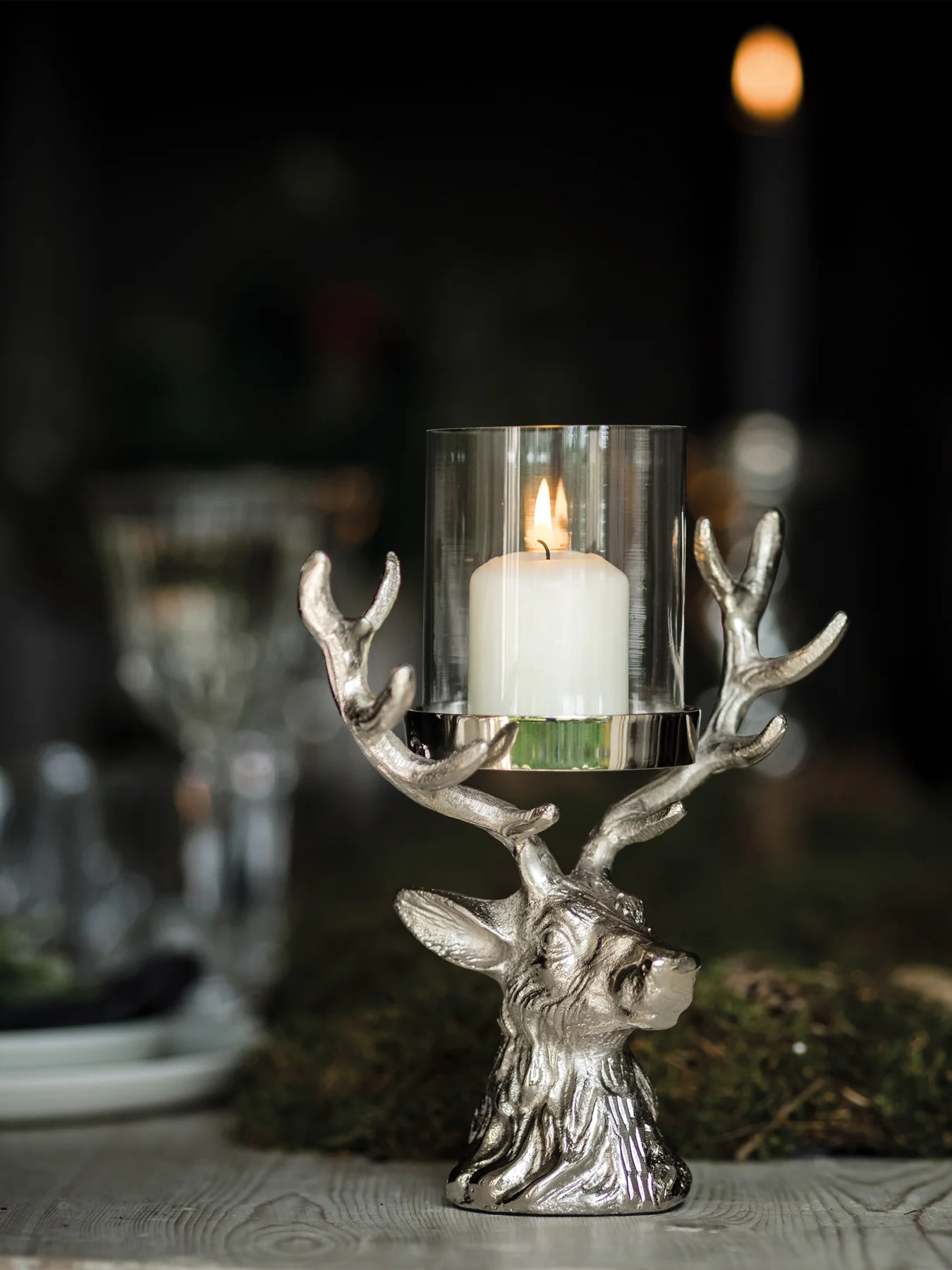 Culinary Concepts Mini Stag Head Hurricane Lantern - Image 3