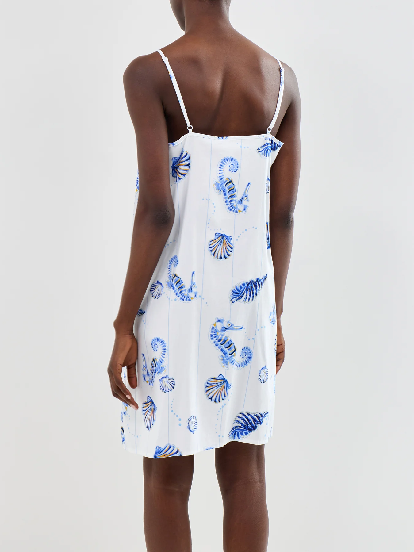 Sea Horse Stripe Short Nightdress Blue - Image 3