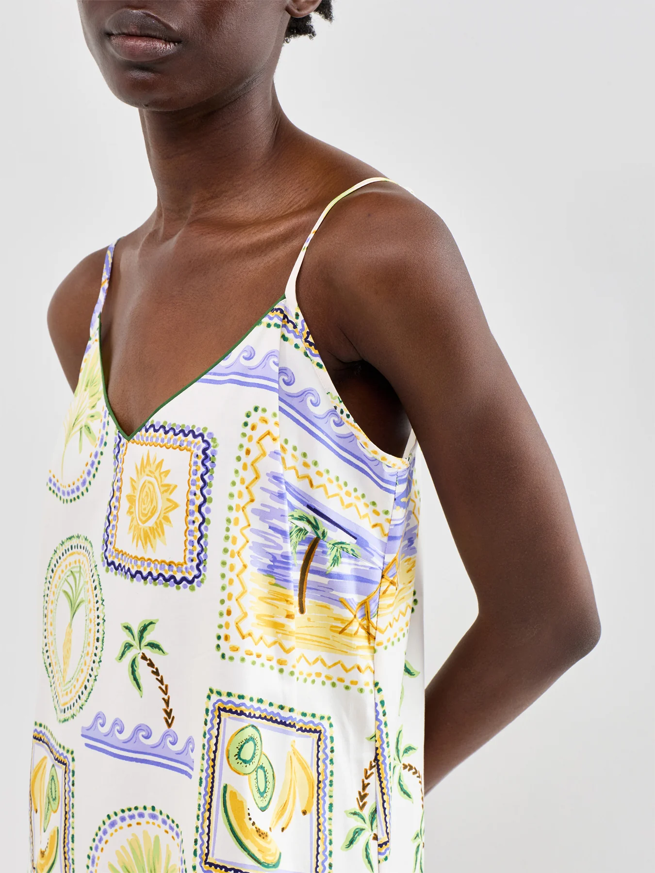 Green Postcard Print Strappy Short Nightdress - Image 4