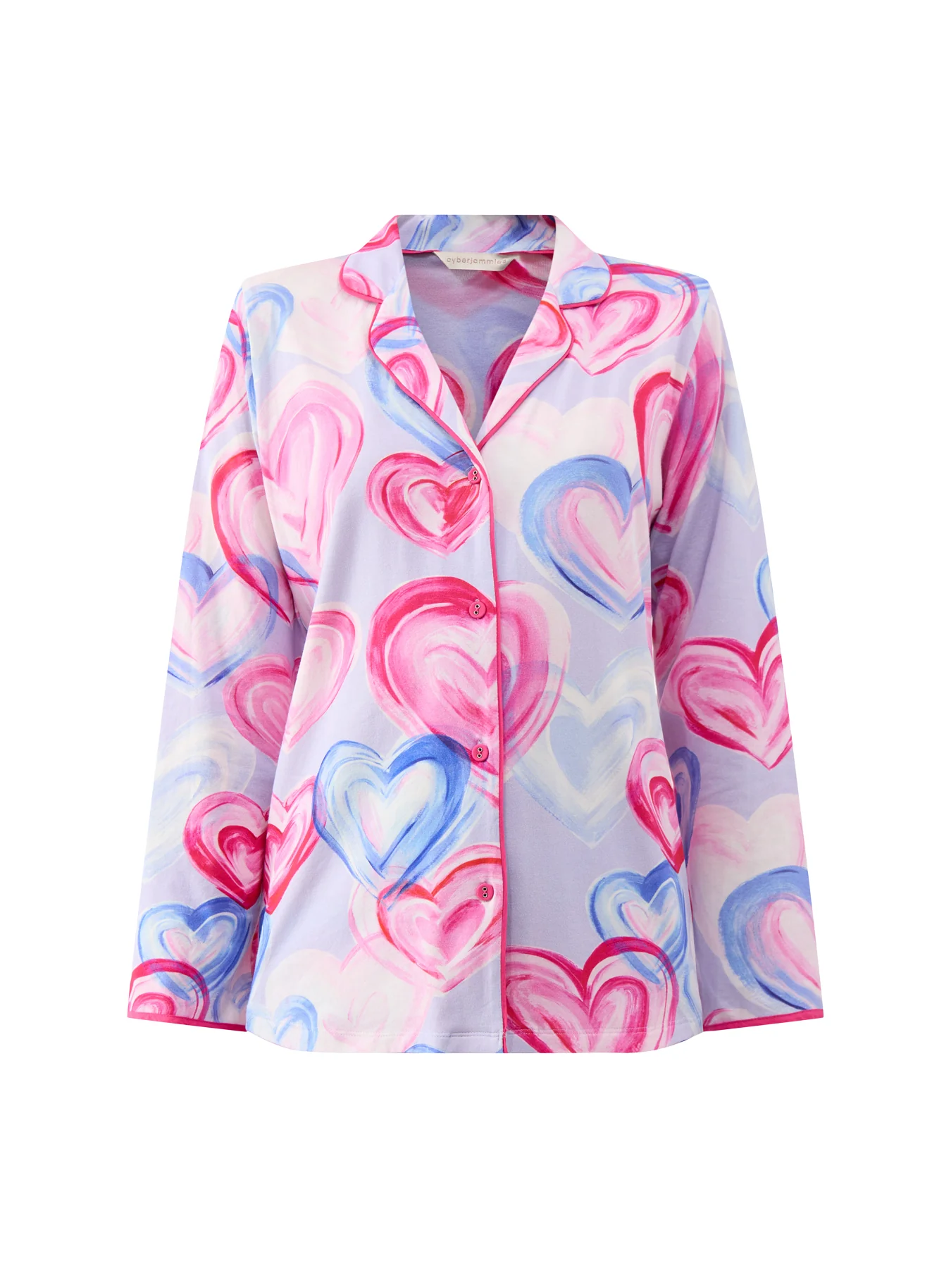 Pink Heart Printed Jersey Pyjama Top