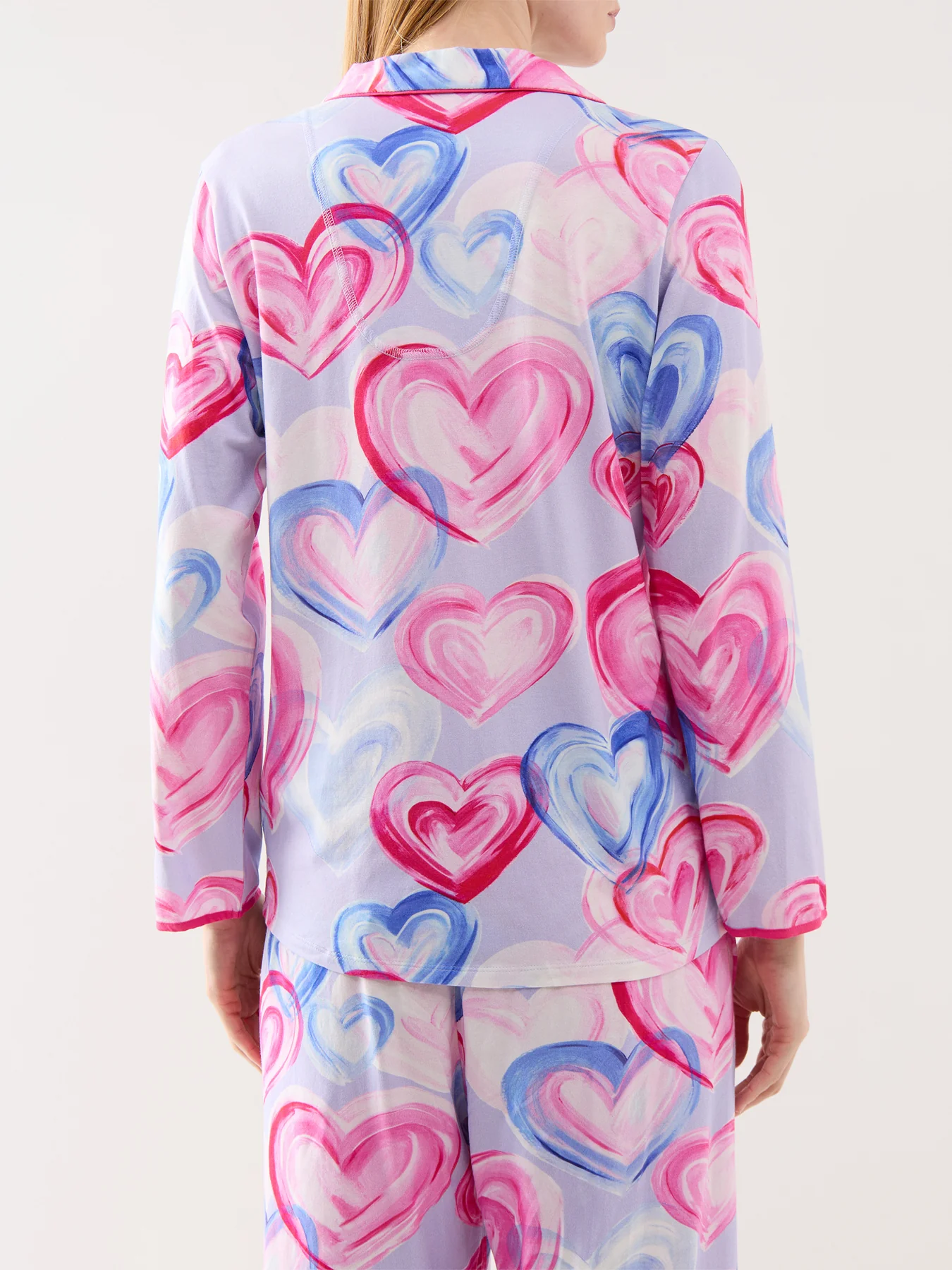 Pink Heart Printed Jersey Pyjama Top - Image 3