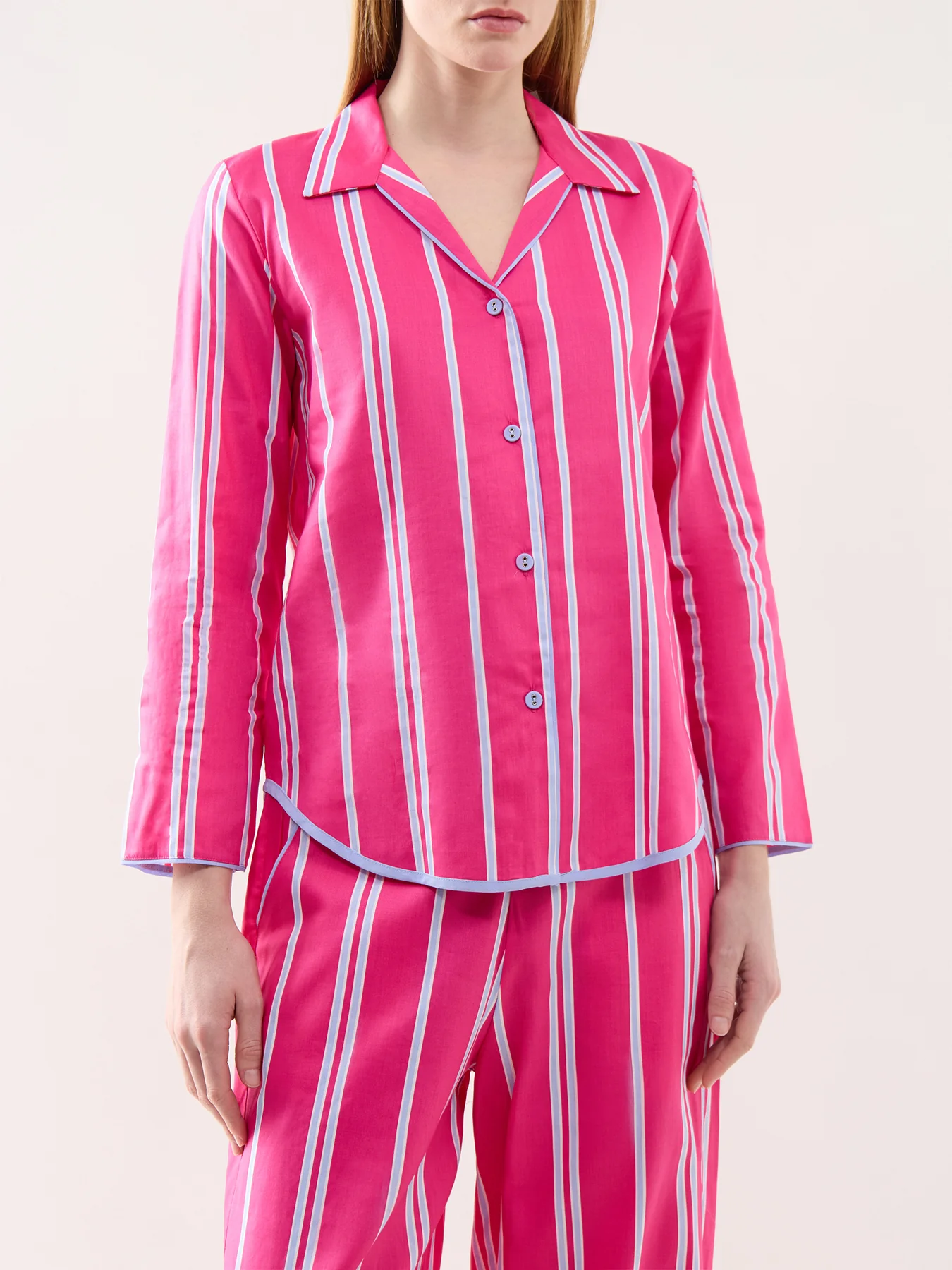Pink Printed Stripe Pyjama Top - Image 2