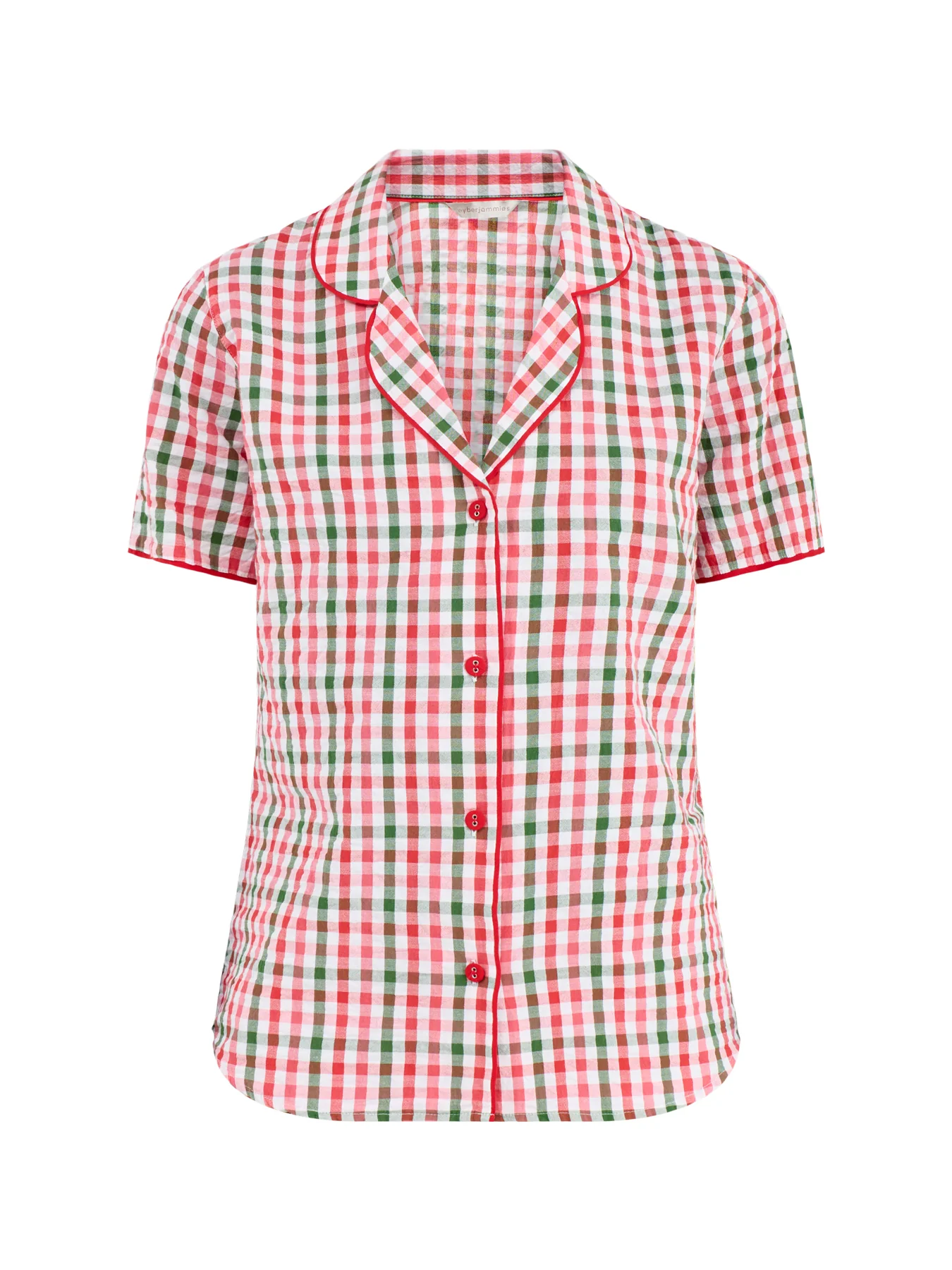 Seersucker Check Pyjama Top Red