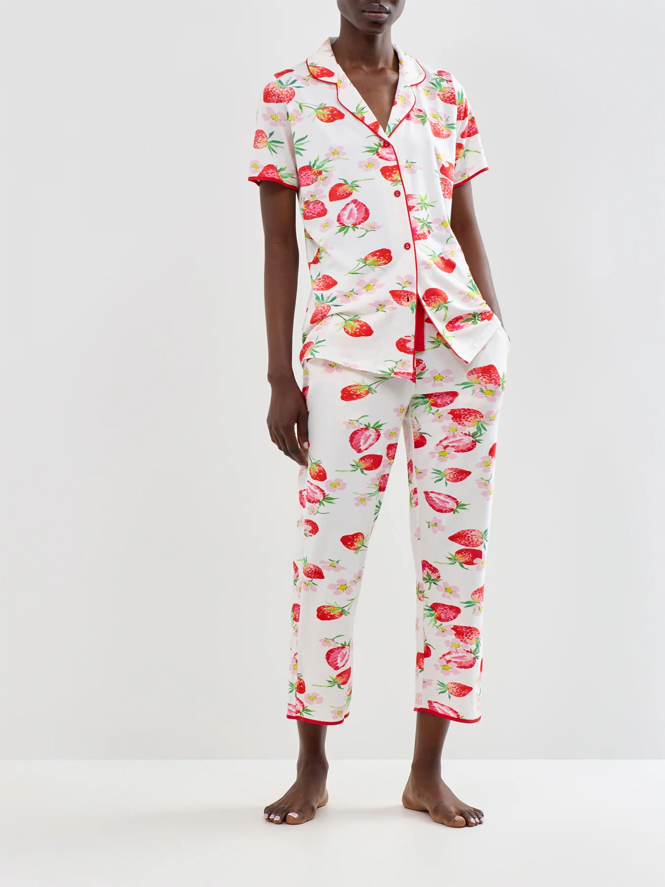 Strawberry Print Pyjama Top Red - Image 2