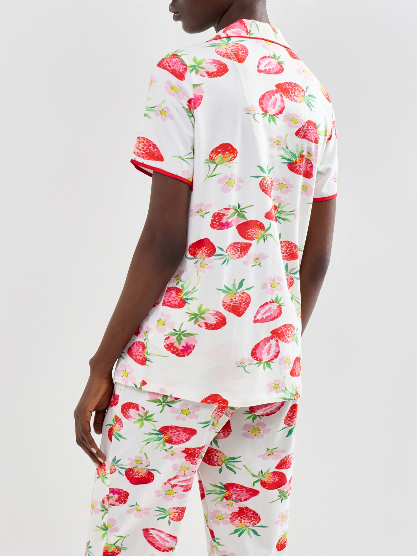 Strawberry Print Pyjama Top Red - Image 3