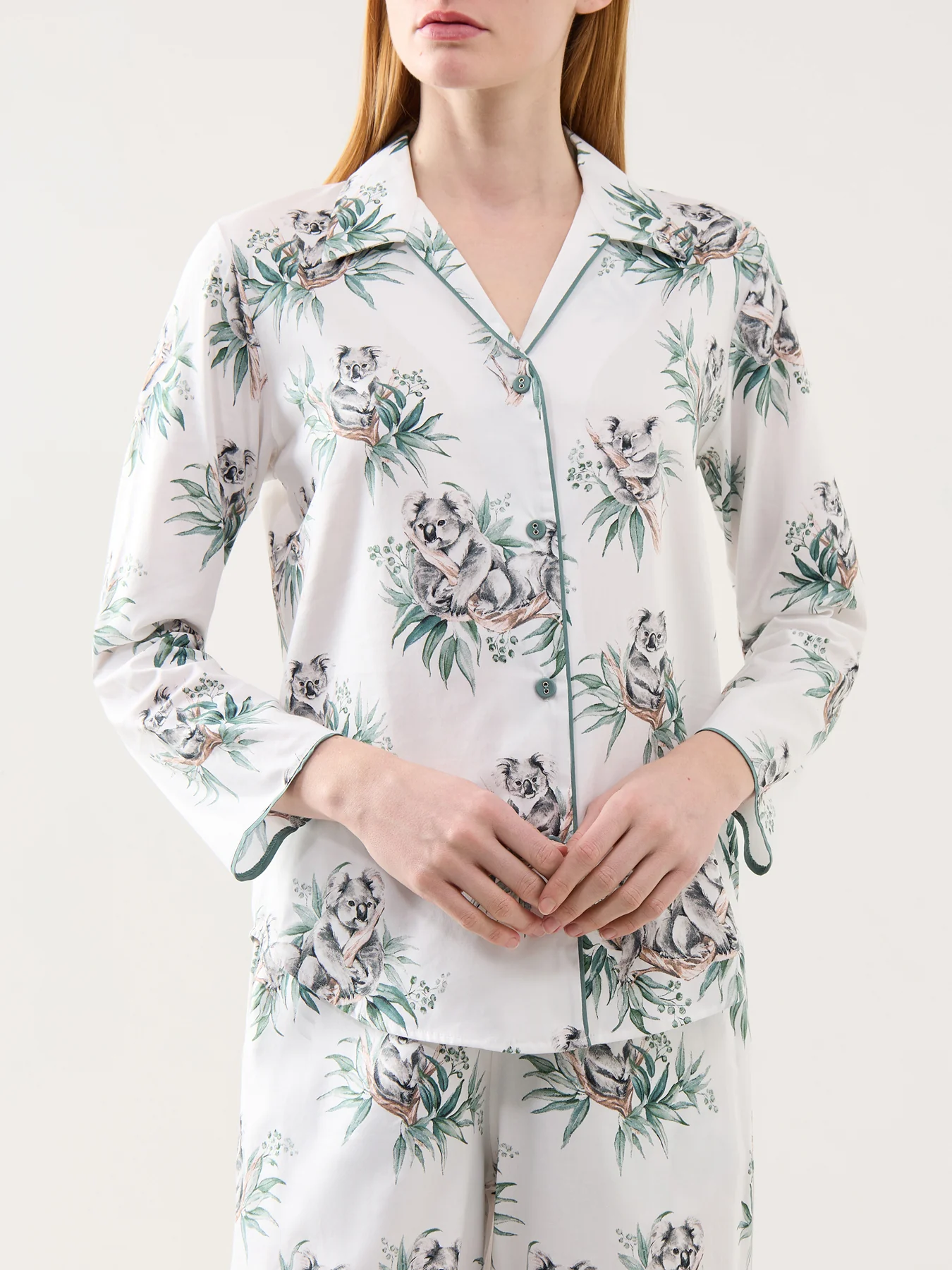 Sea Foam Green Koala Print Pyjama Top - Image 2