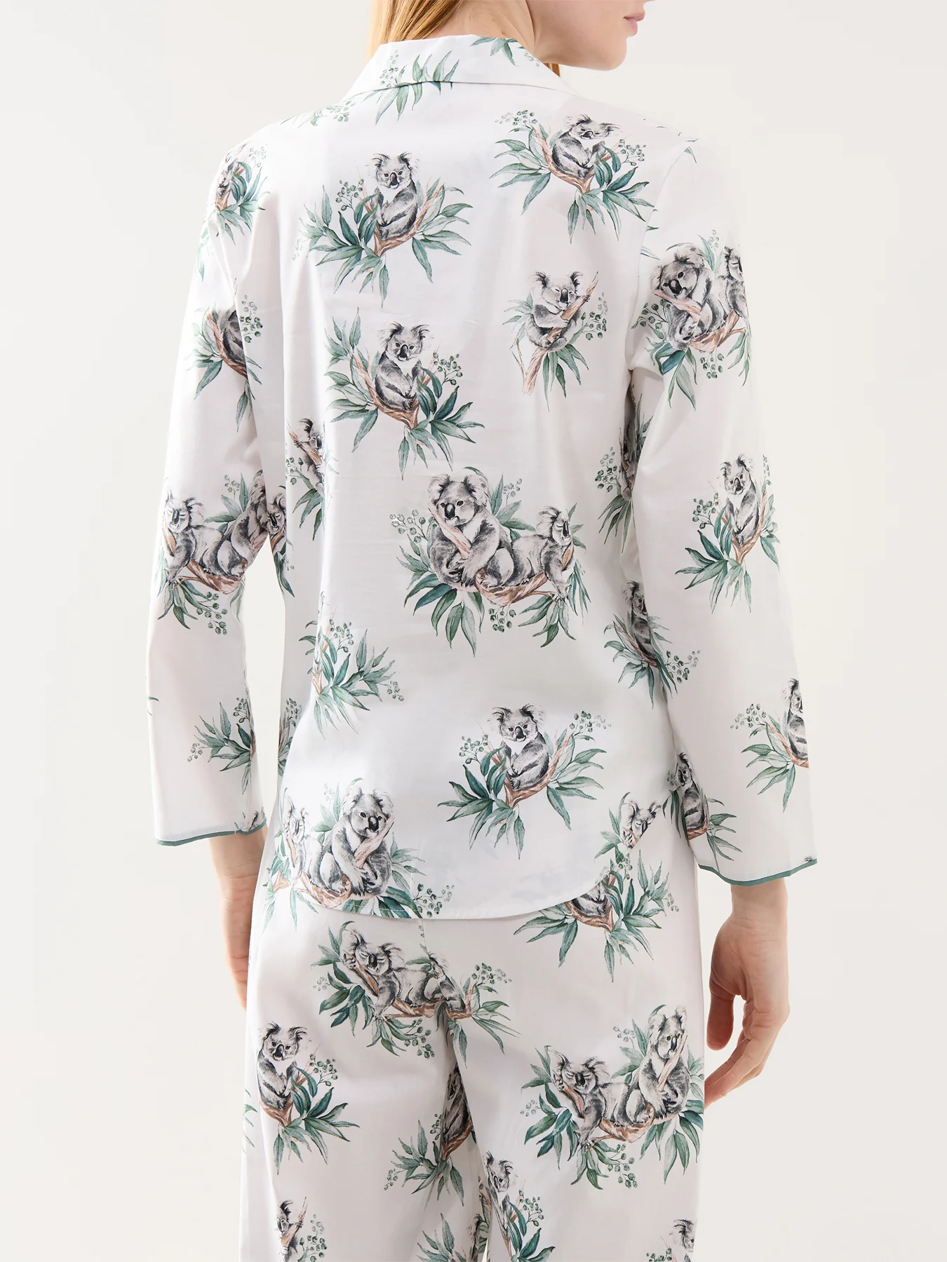 Sea Foam Green Koala Print Pyjama Top - Image 3
