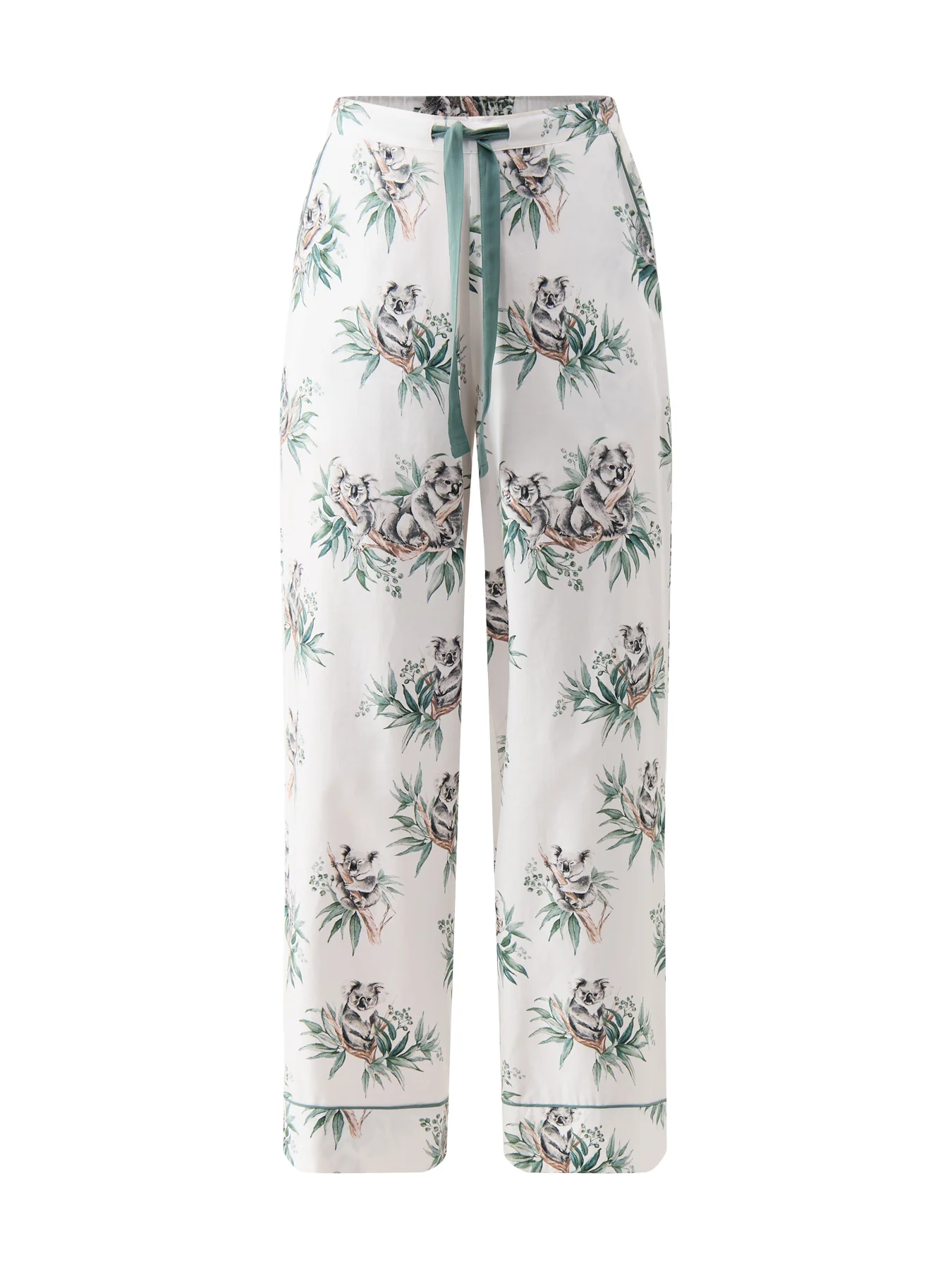 Koala Print Wide Leg Pyjama Bottoms Green